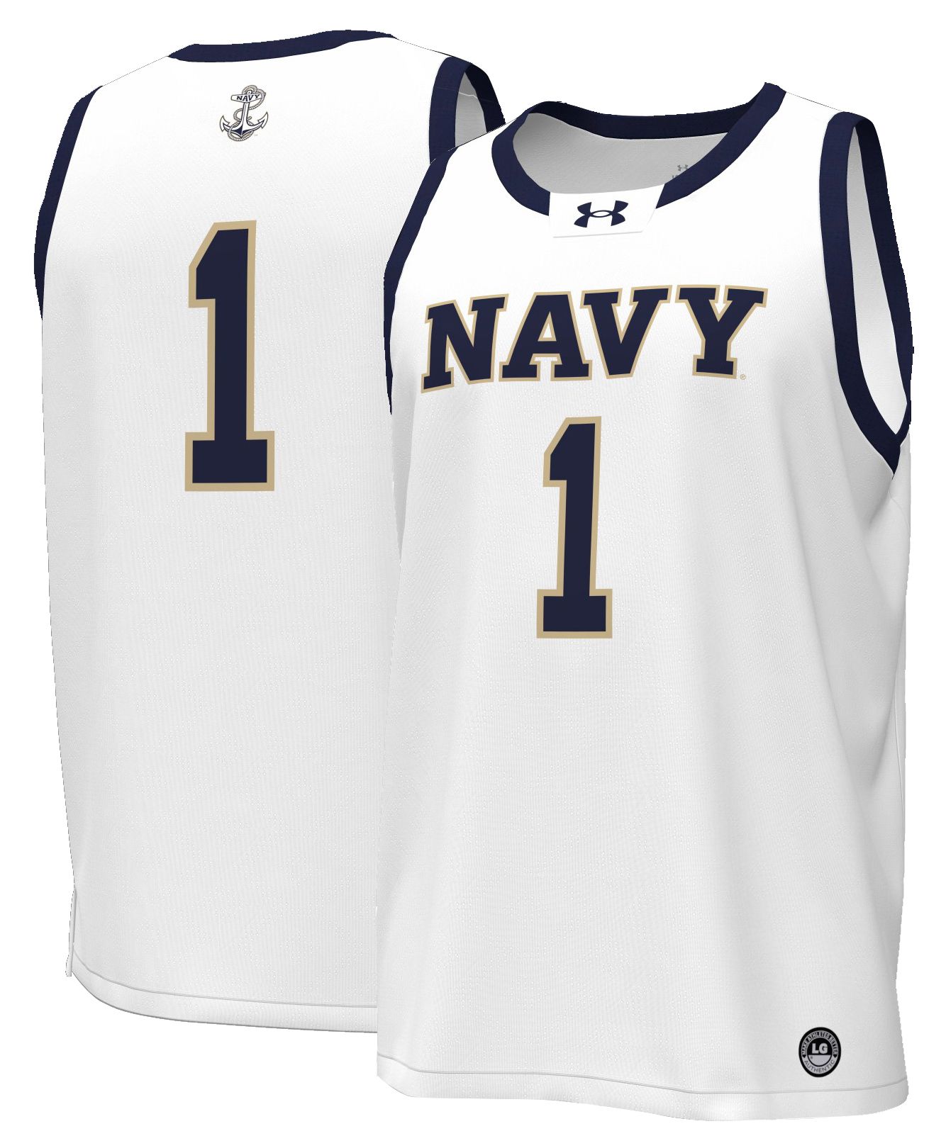 Under Armour Men's Navy Midshipmen White Replica Basketball Jersey