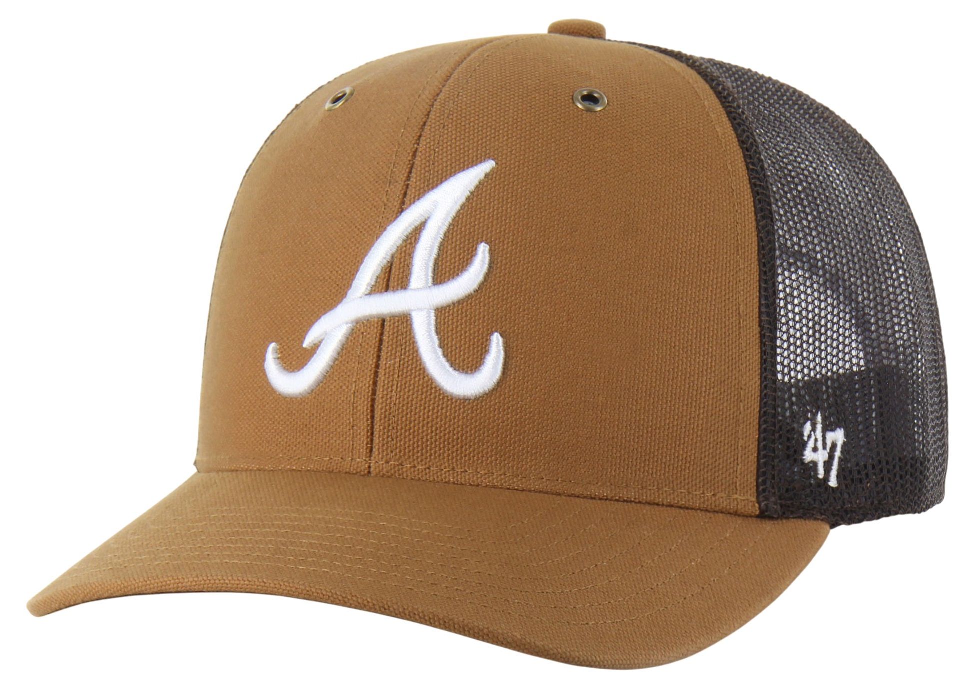 帽子 APE1STCAMOBAPESTARLOGONYLONCAP Carhartt x '47 Adult Atlanta Braves Brown Adjustable Trucker Hat