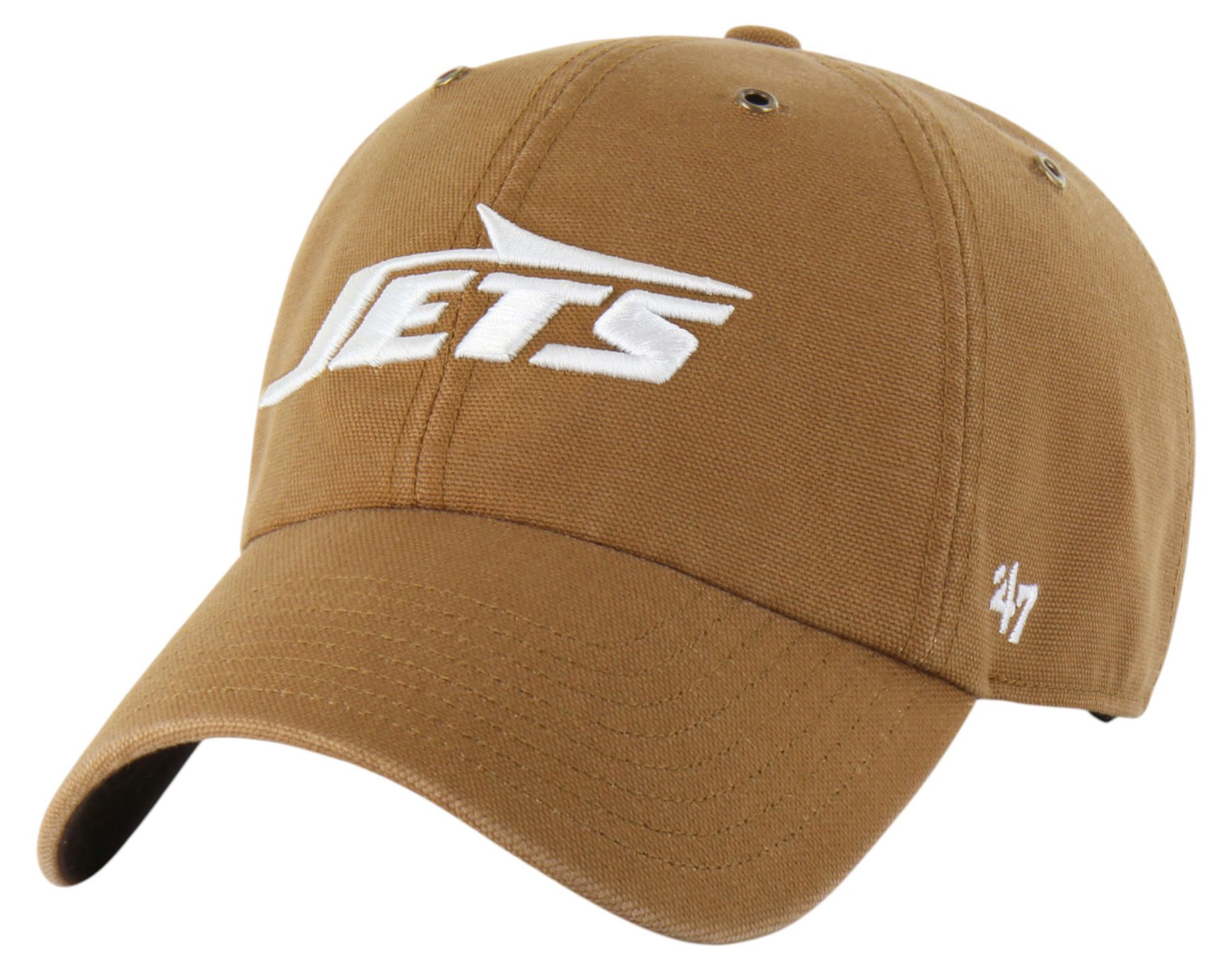 キャップ Carhartt x '47 Adult New York Jets Clean Up Brown Dyed Adjustable