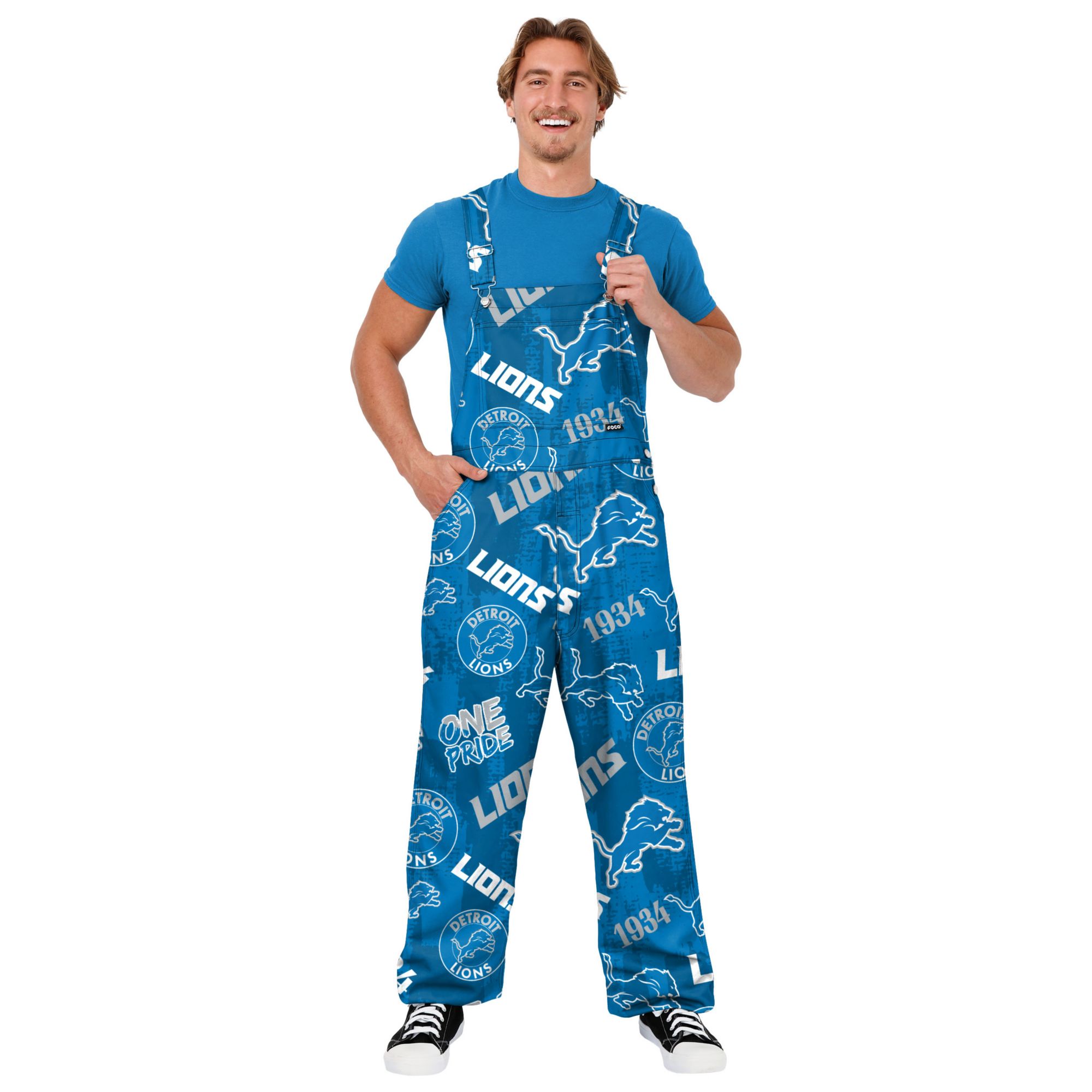 FOCO Men's Detroit Lions Blue Toss Print Overalls | Dick's