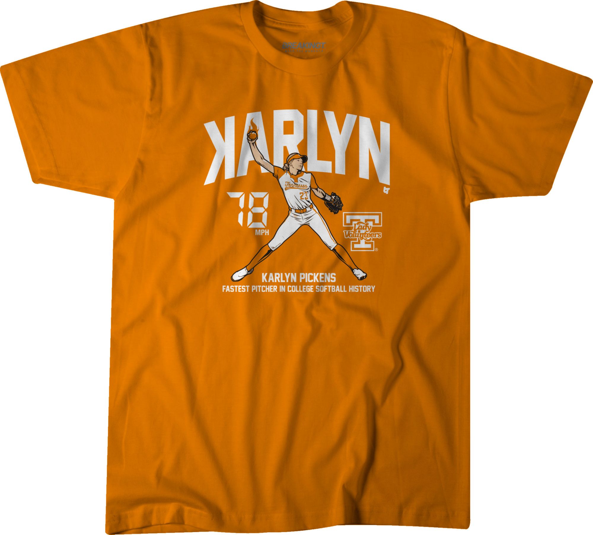 BreakingT Men's Tennessee Volunteers Karlyn Pickens 78 MPH Orange