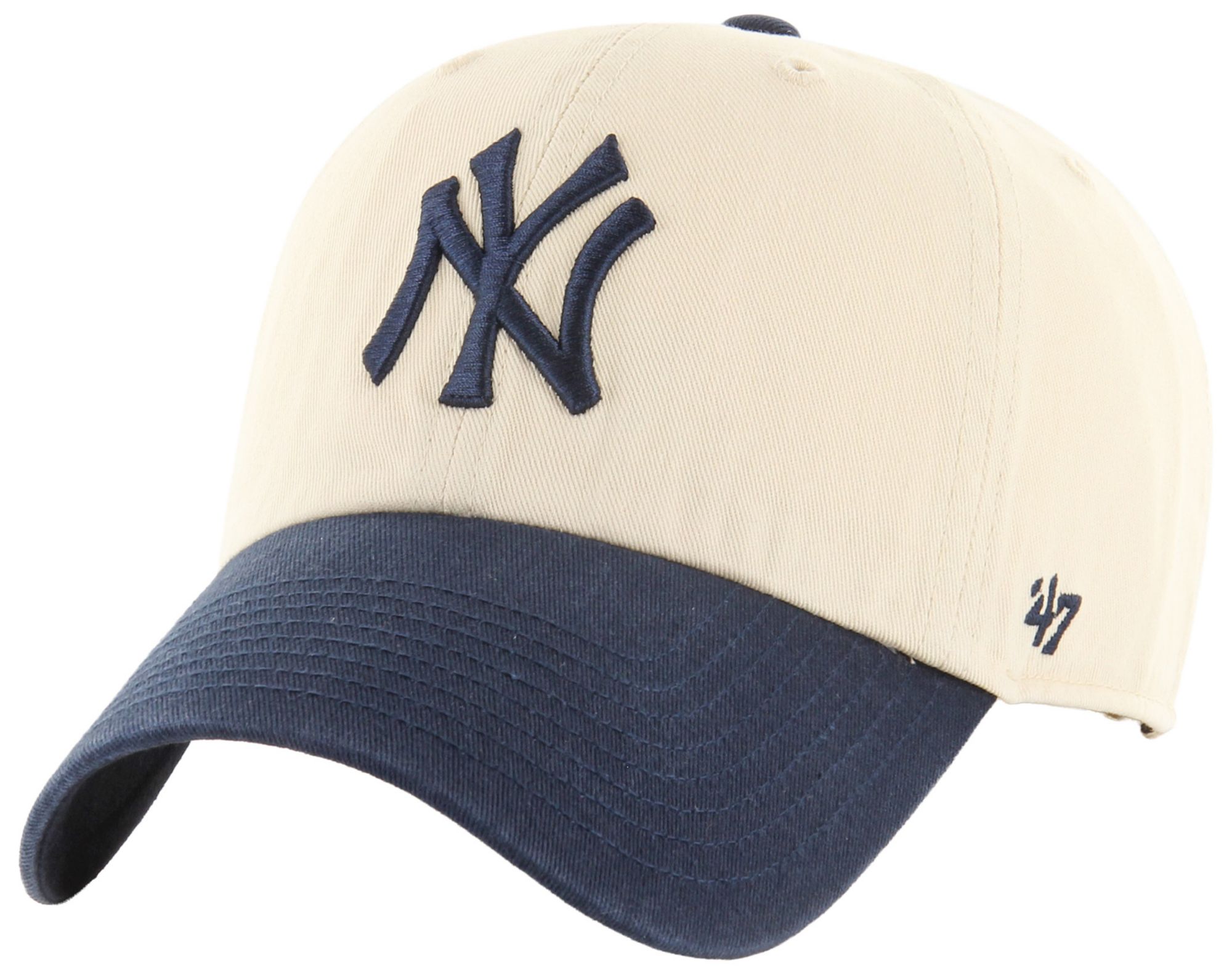 47 Adult New York Yankees Cream Two Tone Clean Up Adjustable Hat