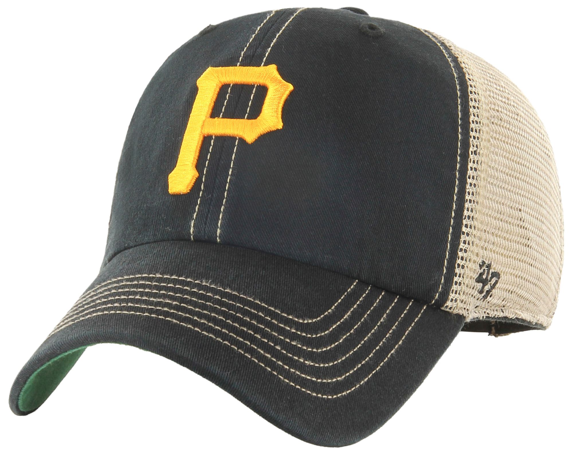 47 Adult Pittsburgh Pirates Black Trawler Clean Up Adjustable Hat