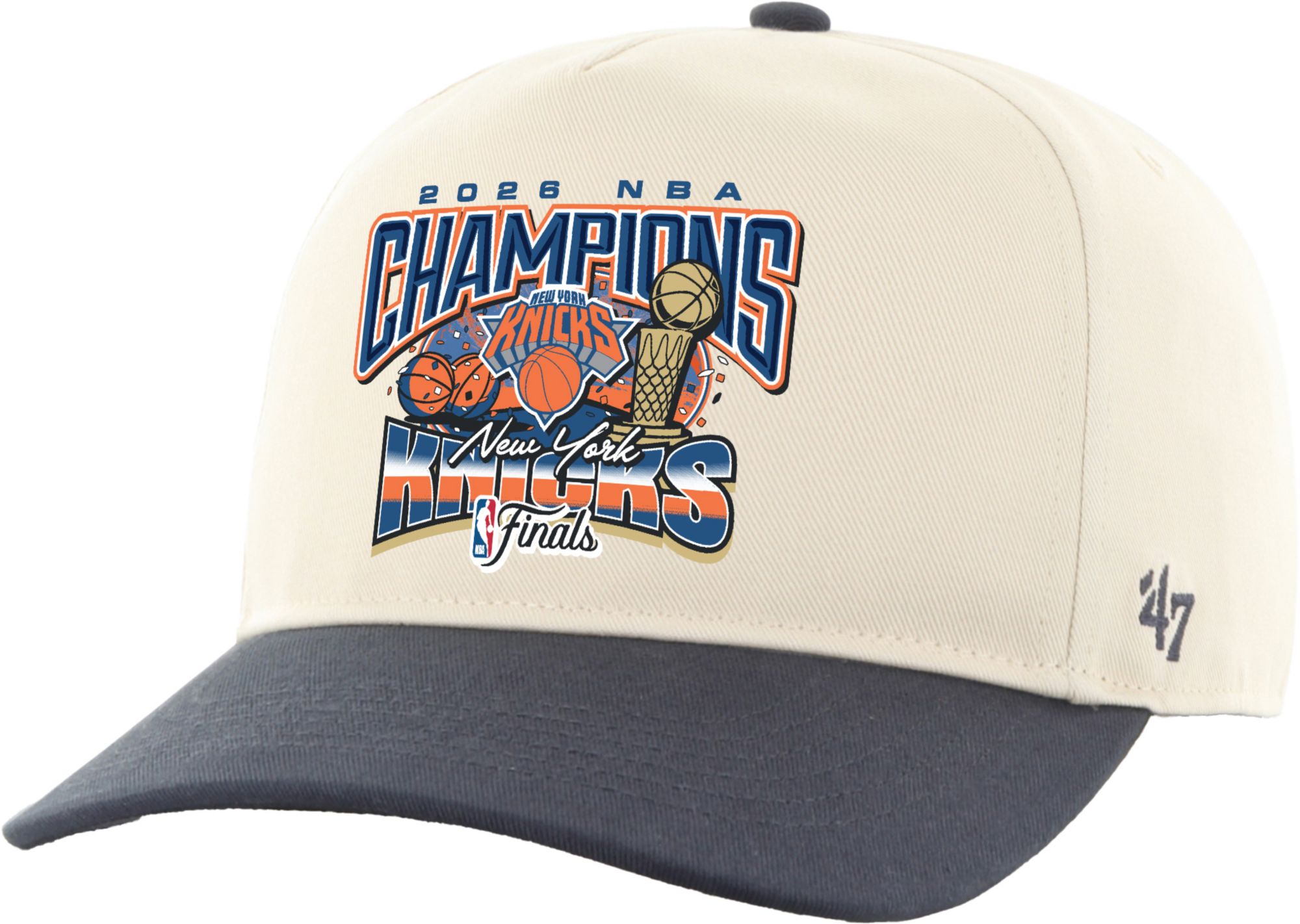 47 Adult 2026 NBA Champions New York Knicks Off-White Hitch Hat