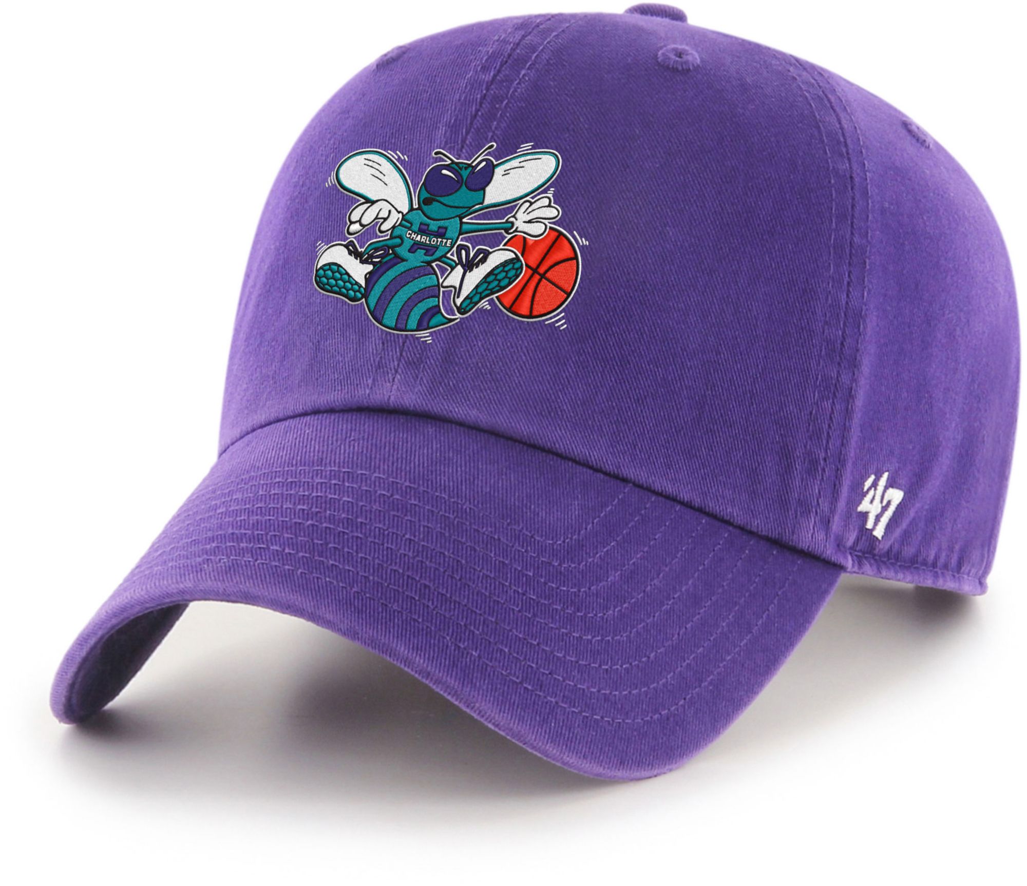 47 Adult Charlotte Hornets Purple Hardwood Classic Logo Clean Up