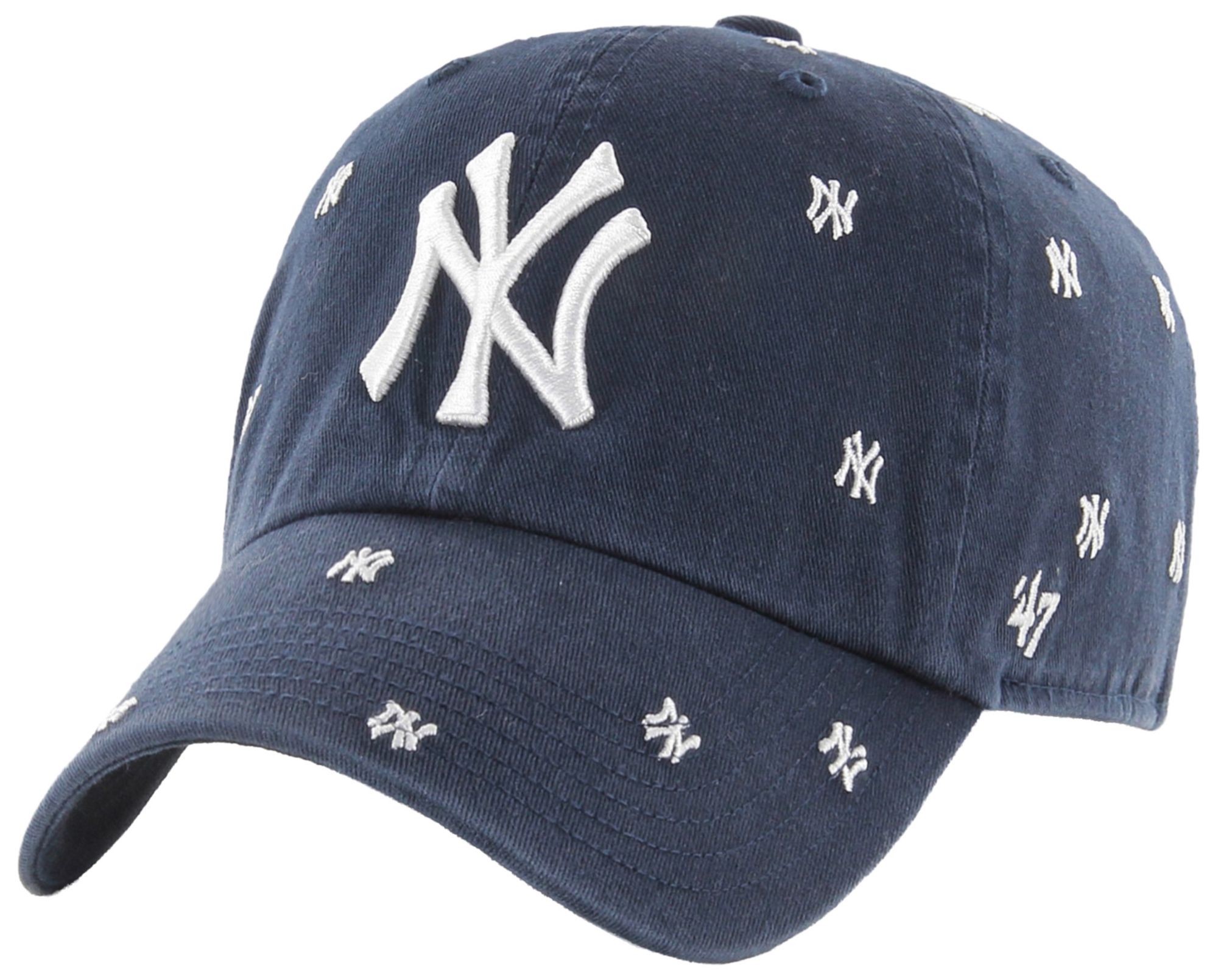47 Adult New York Yankees Navy Confetti Clean Up Adjustable Hat