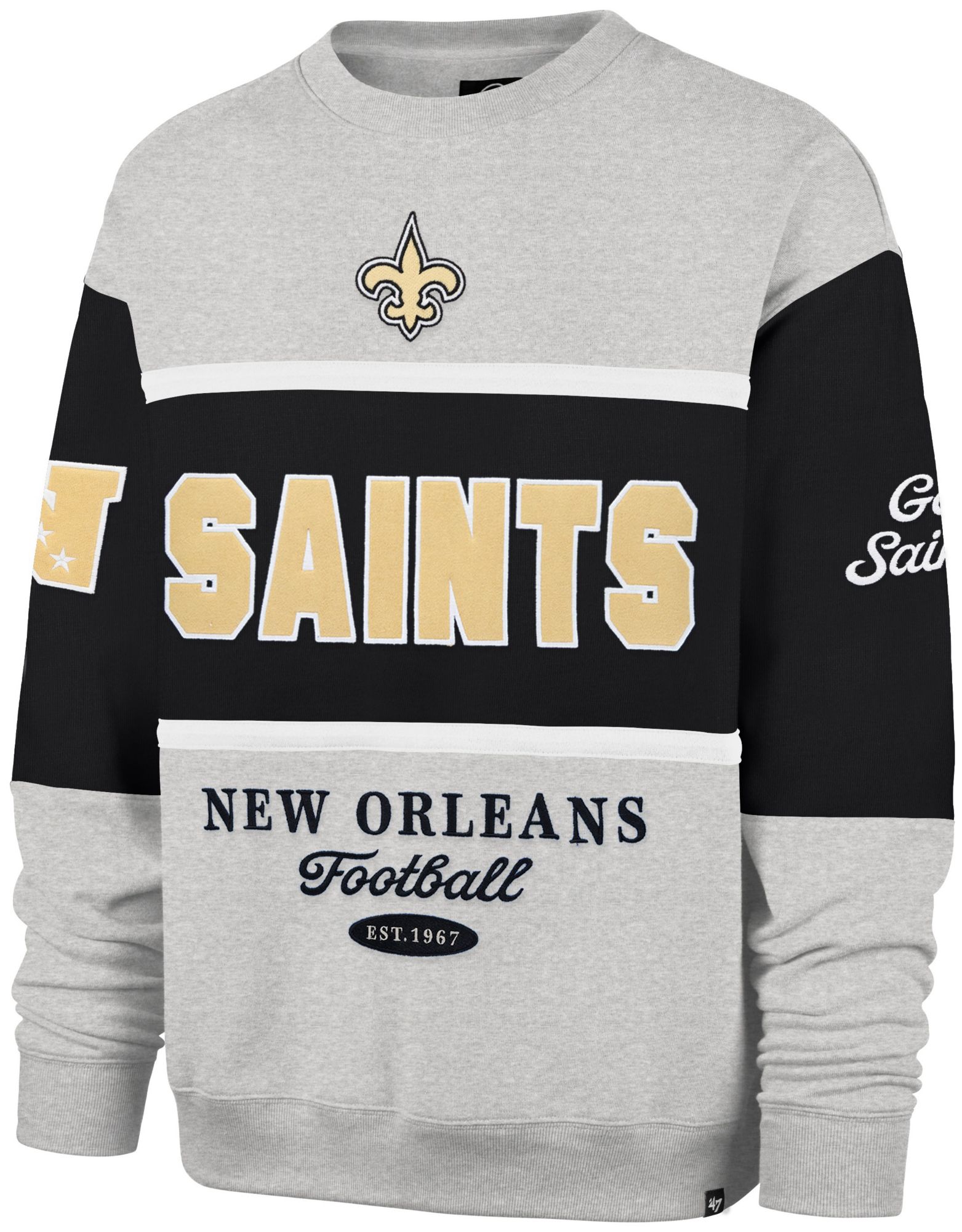 47 Men's New Orleans Saints Black Blockfield Crewneck Sweatshirt