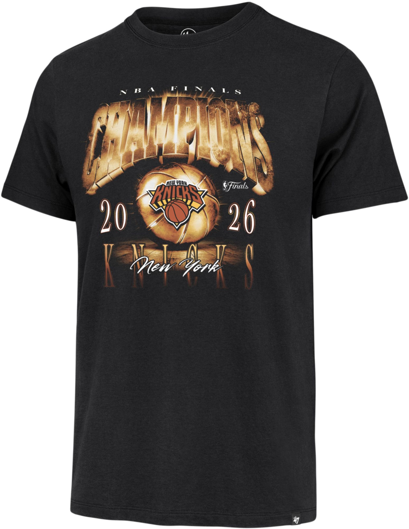 47 Adult 2026 NBA Champions New York Knicks Franklin Black T-Shirt