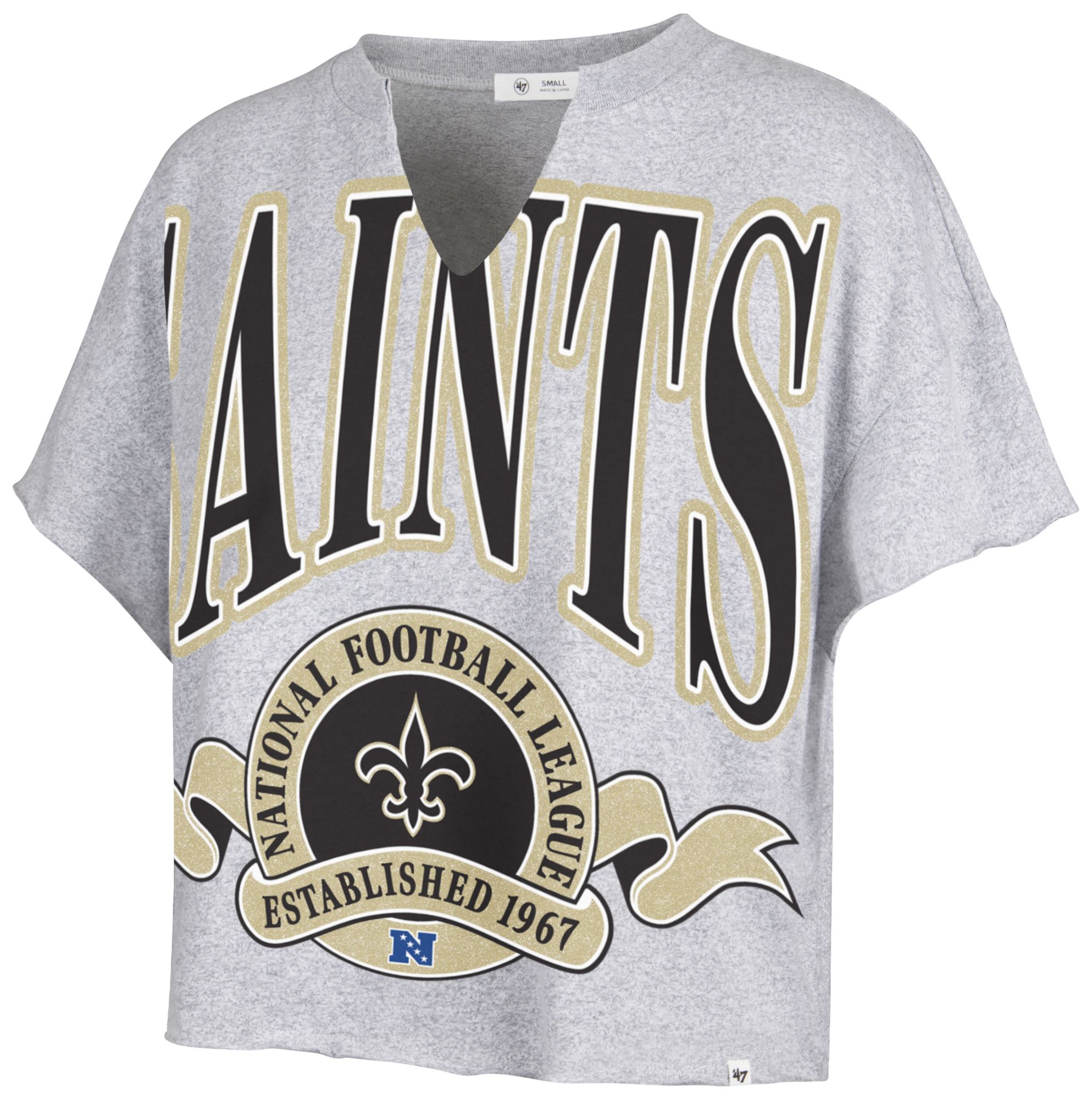 47 Women's New Orleans Saints Gray Banners Out Oversized T-Shirt