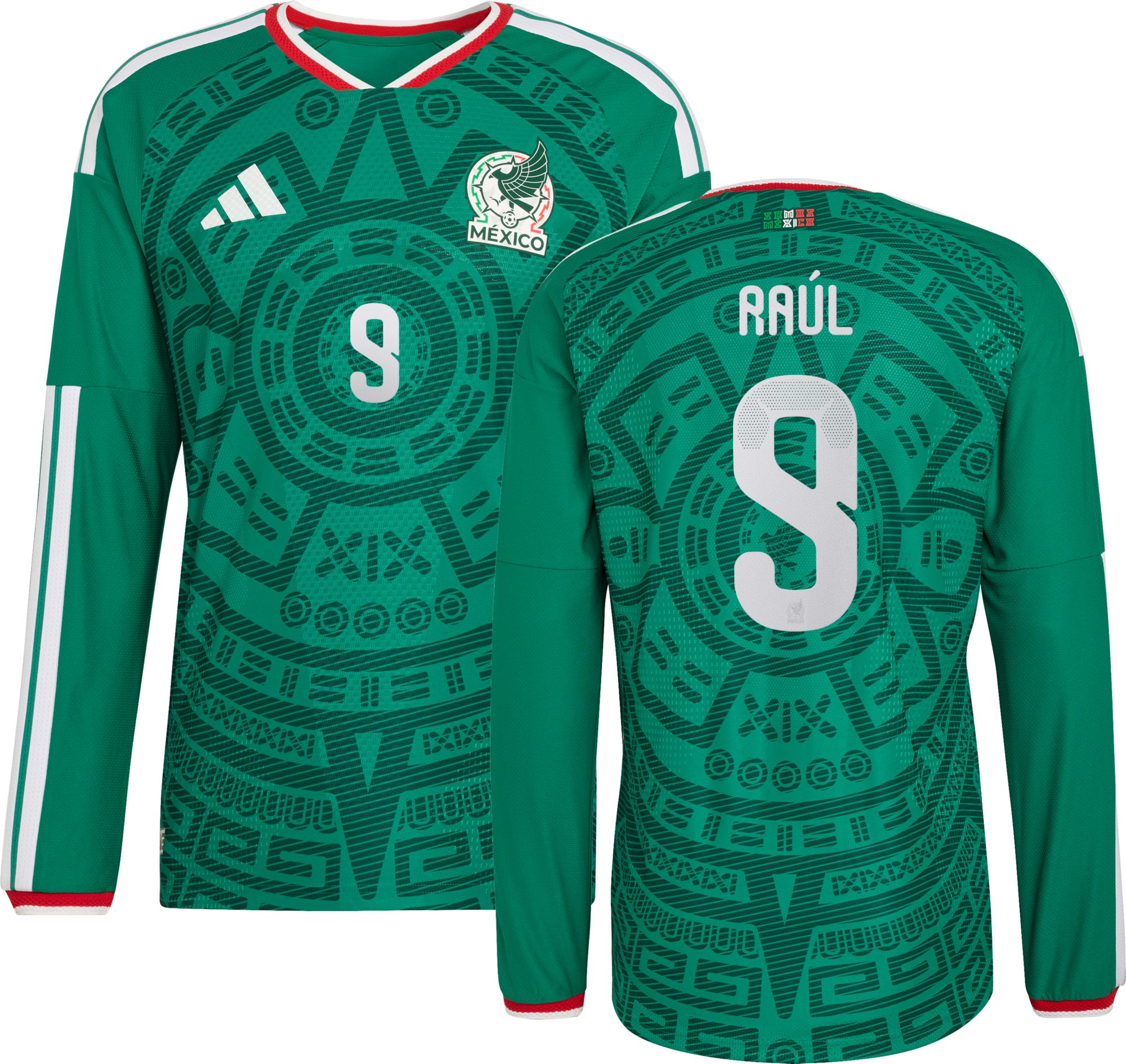 adidas Adult Mexico Raul Jimenez #9 Home Long Sleeve Authentic