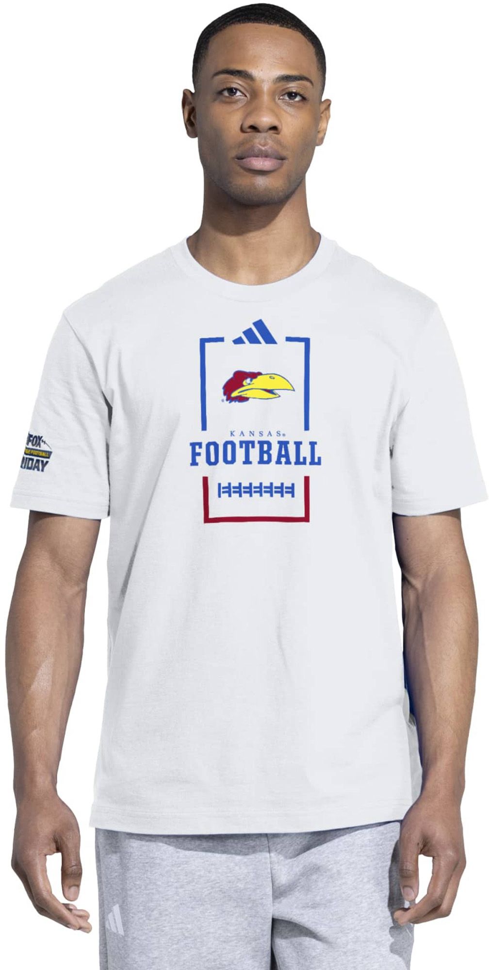 adidas Adult Kansas Jayhawks Big Noon Kickoff Football White T