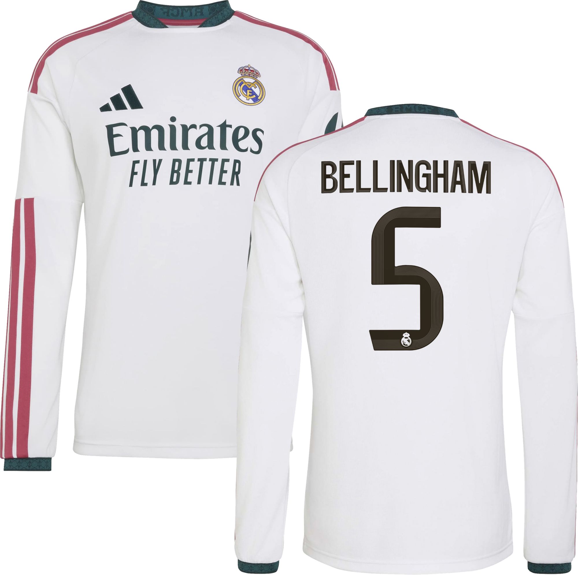adidas Adult Real Madrid Jude Bellingham 2026 Home Long Sleeve