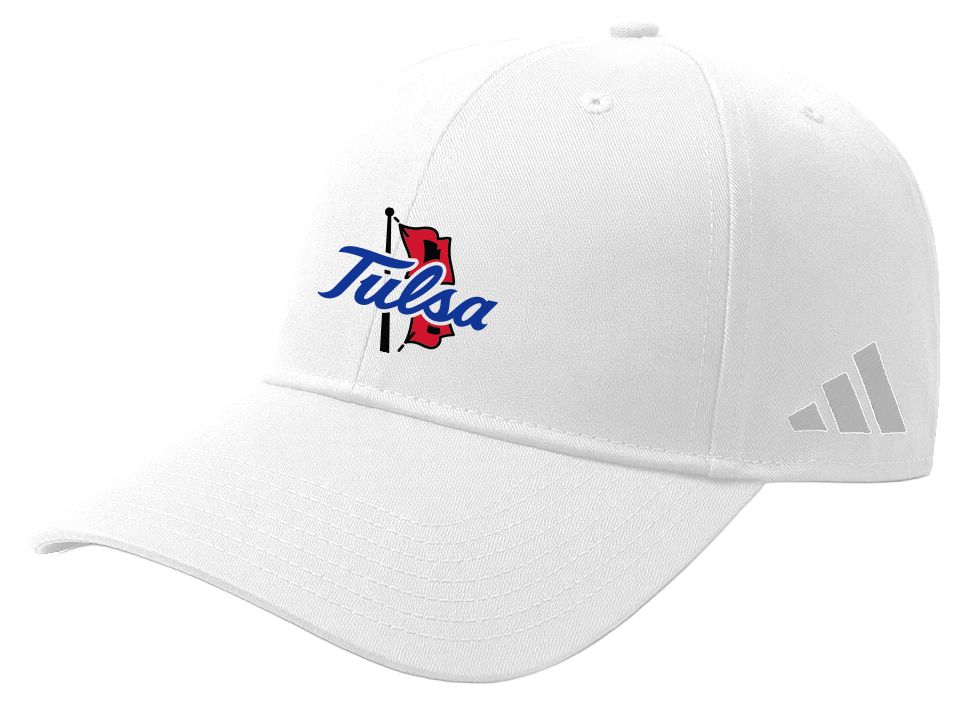 adidas Adult Tulsa Golden Hurricane White Washed Slouch Adjustable