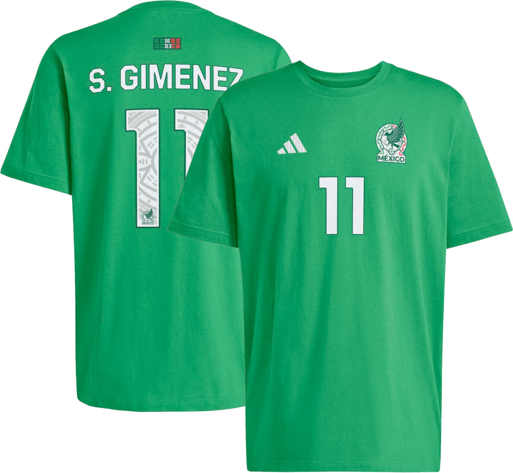 adidas Adult Santiago Gimenez #11 Mexico Green Home T-Shirt