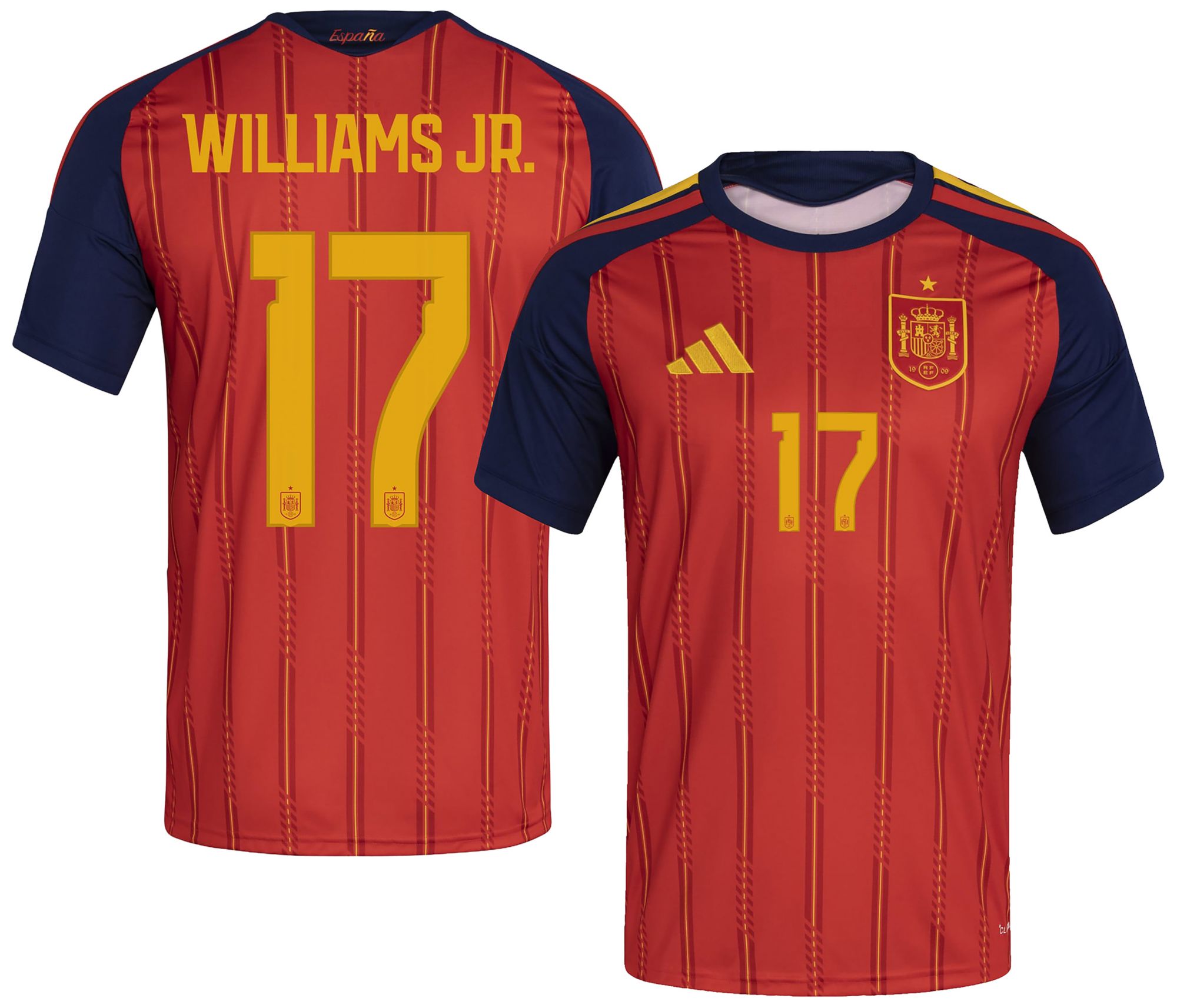 adidas Adult Spain Red Nico Williams #17 Home Replica Jersey