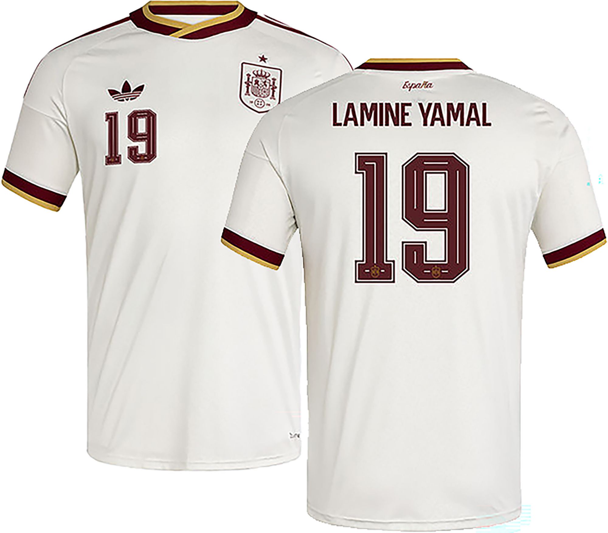 adidas Adult Lamine Yamal #19 Spain 2026 Off White Away Replica
