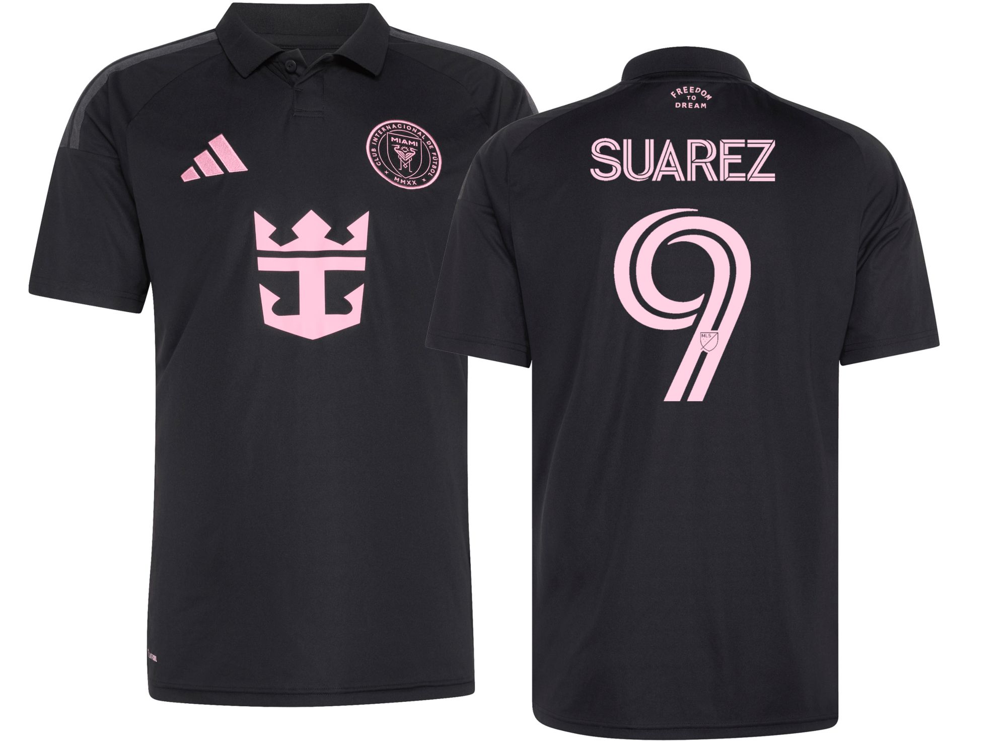 5点セット✨ セットアップ ダブル ピンズ ネクタイシャツ 黒 ピンク 成人式 adidas Adult Inter Miami CF Luis Suarez #9 2026 Secondary Replica