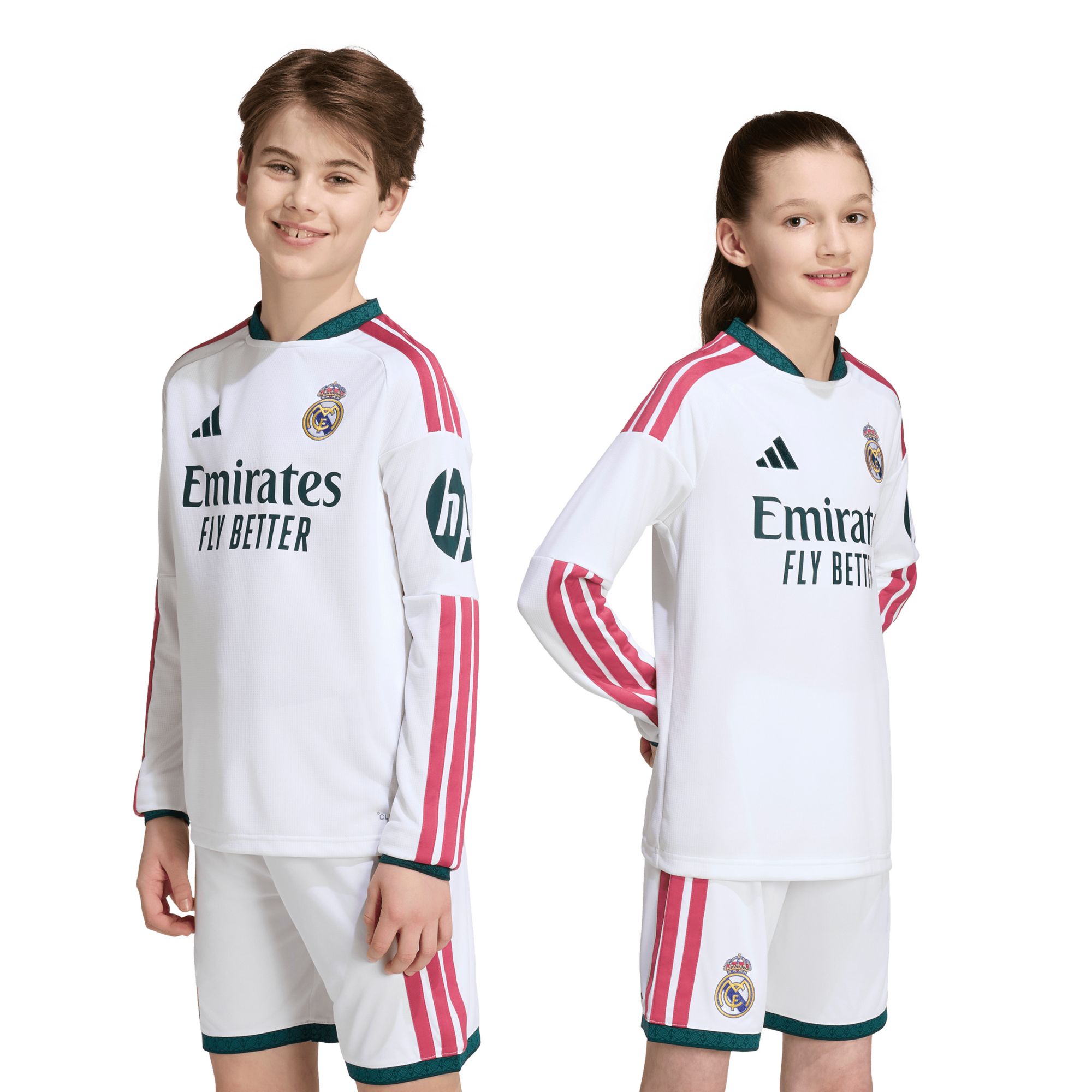 adidas Youth Real Madrid 2026 Home Replica Long Sleeve Jersey