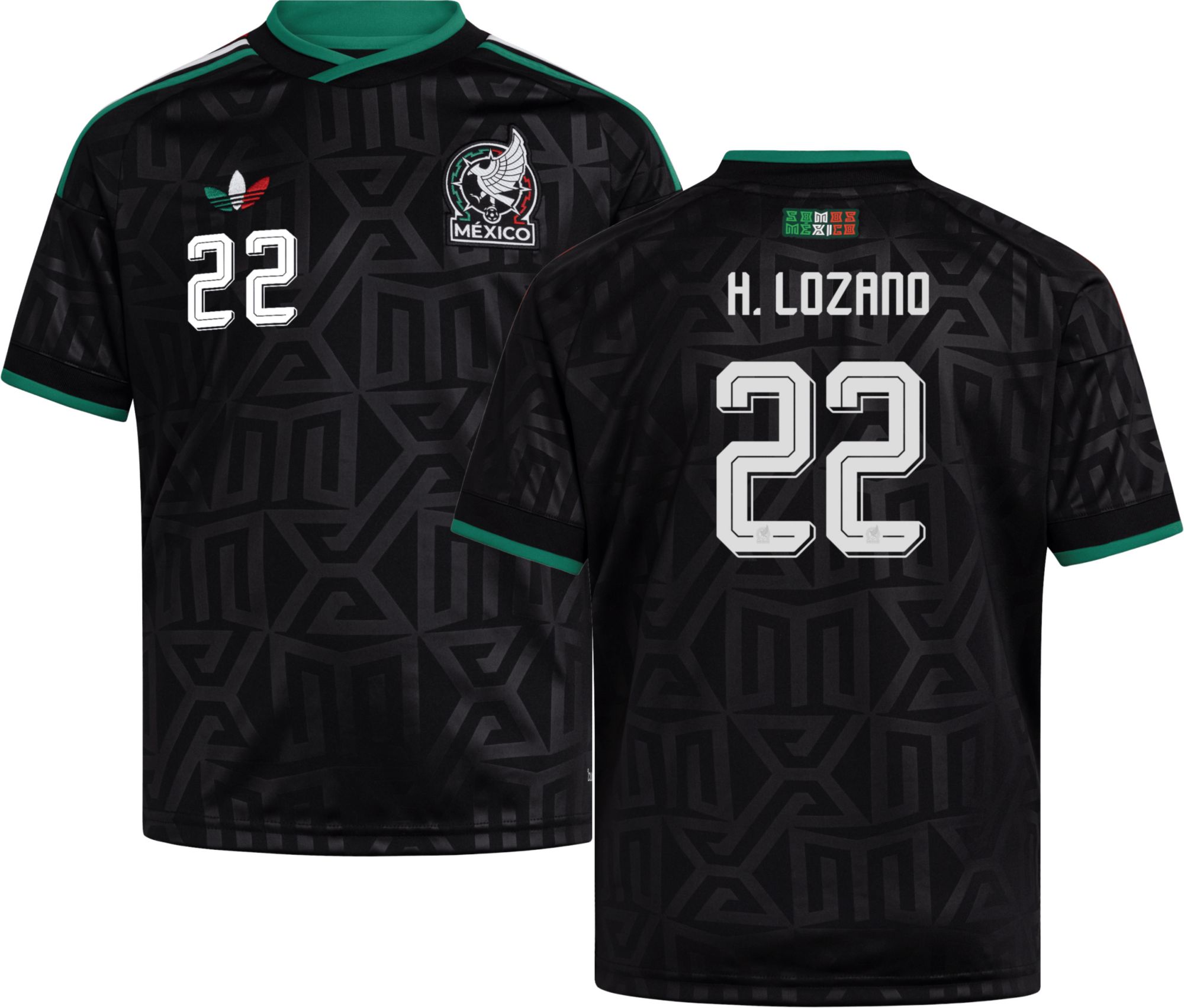 CHIBA POLANCO ユニフォーム ブラック 22 adidas Youth Mexico Hirving Lozano #22 2026 Third Replica Jersey