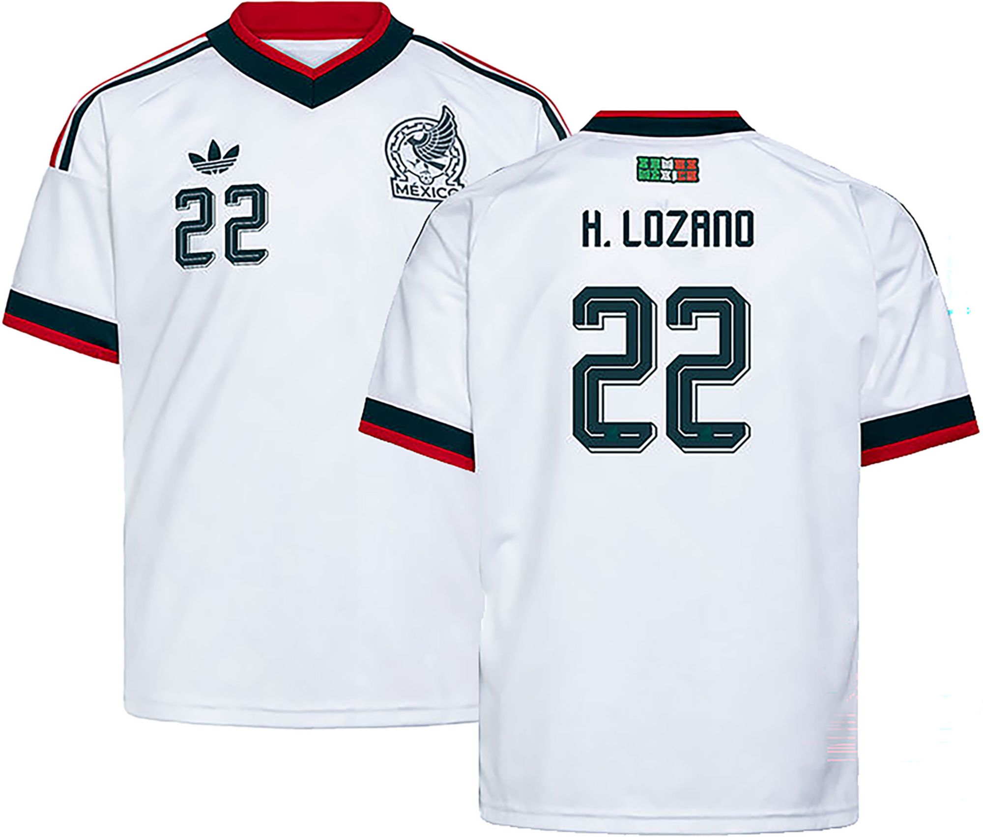 adidas Youth Hirving Lozano #22 Mexico 2026 White Away Replica