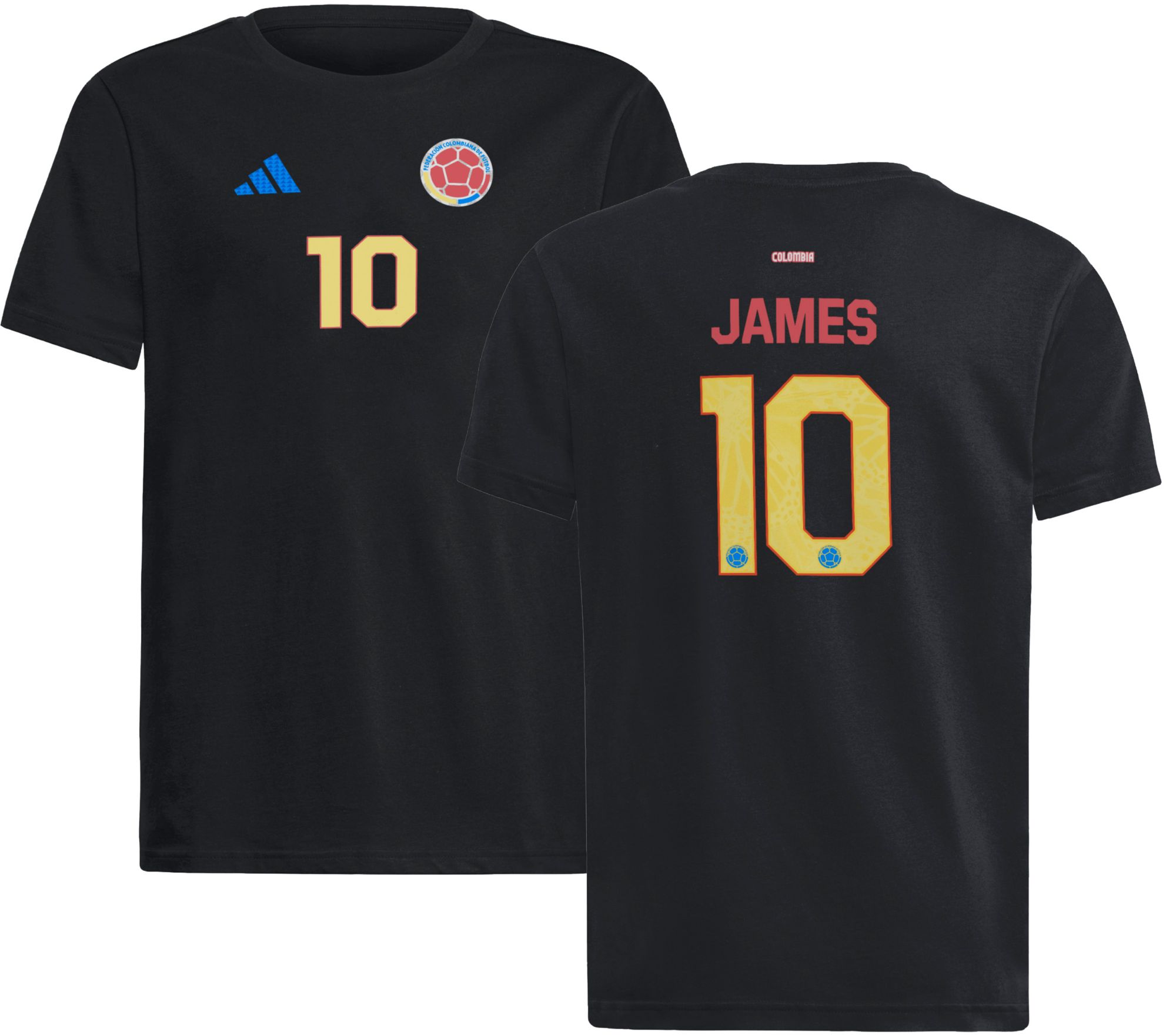 adidas Youth James Rodriguez #10 Colombia Black Alternate T-Shirt