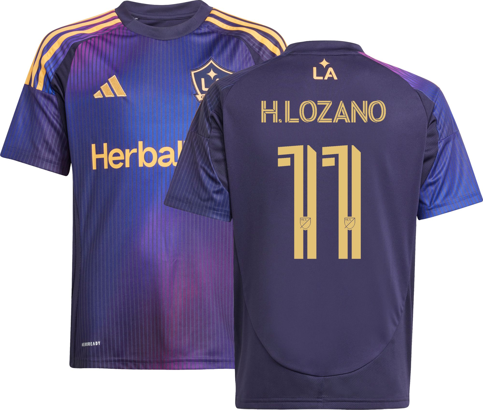 サッカーシャツ 7番 00/02#031 adidas Youth LA Galaxy Hirving Lozano 2025 Secondary Replica