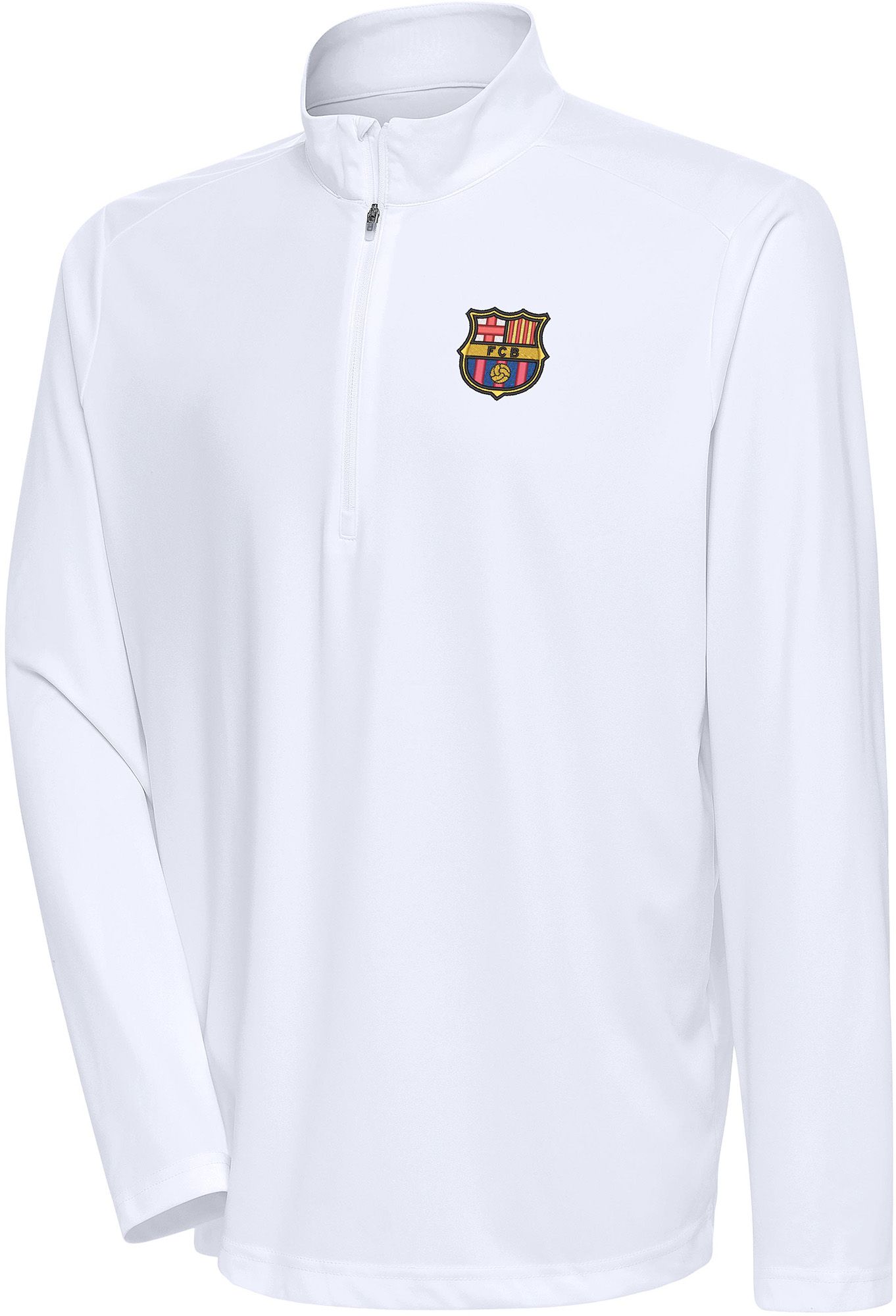 Antigua Adult FC Barcelona White Crest Statement 1/4 Zip Pullover