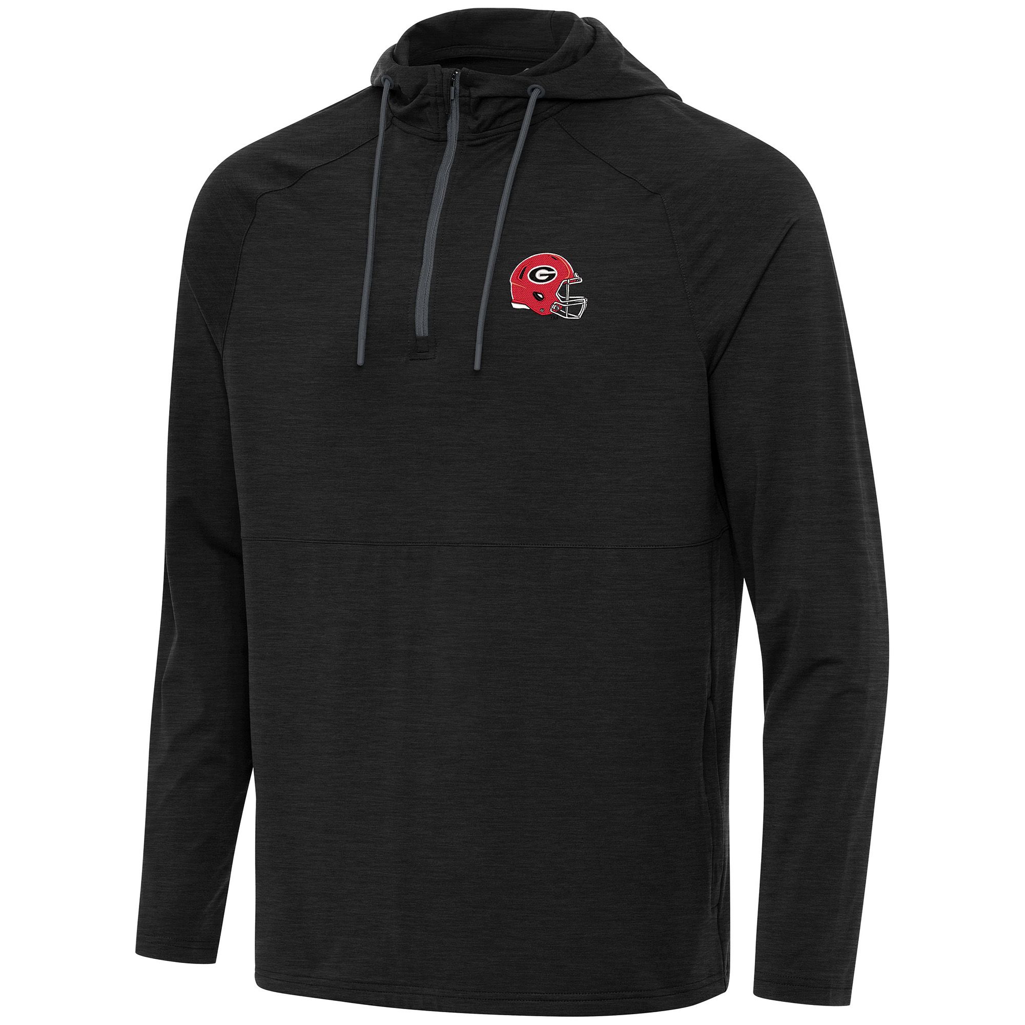 Antigua Men's Georgia Helmet Spikes Black Heather 1/4 Zip Pullover