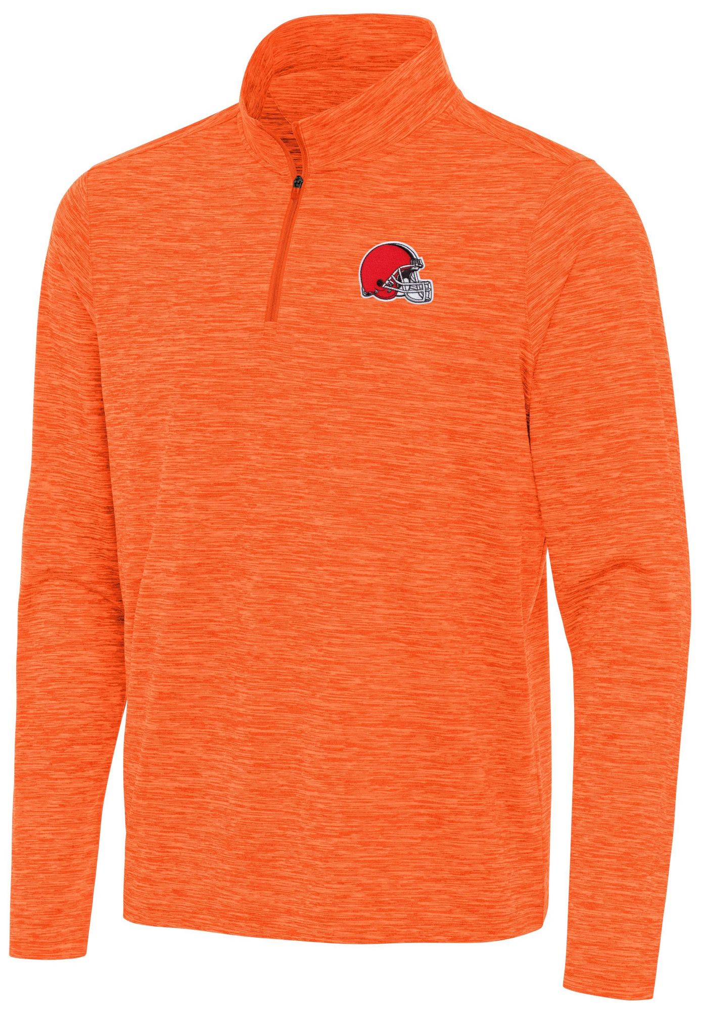 PGG Antigua Men's Cleveland Browns Mango Heather Eternal Quarter-Zip