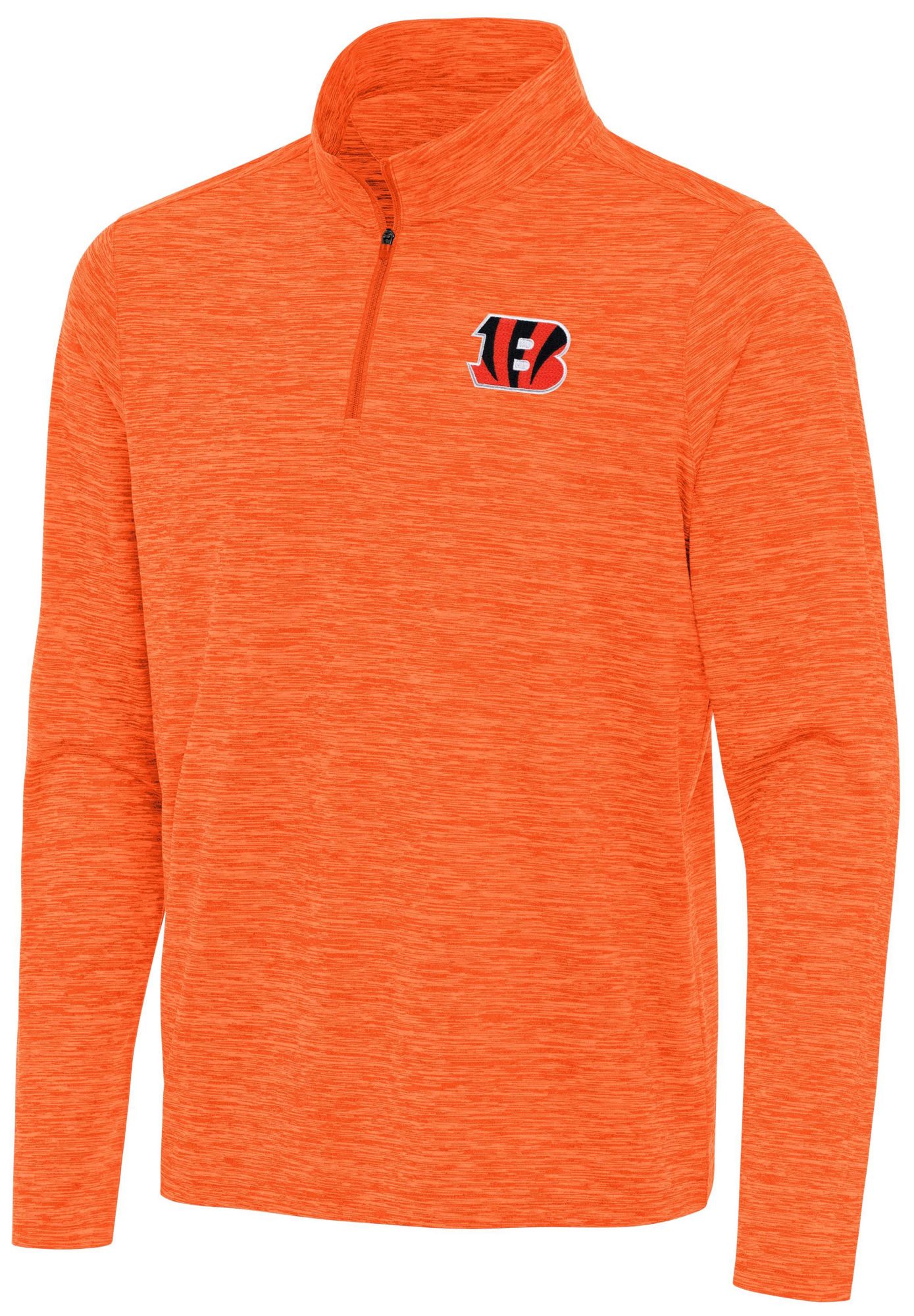 Antigua Men's Cincinnati Bengals Mango Heather Eternal Quarter-Zip