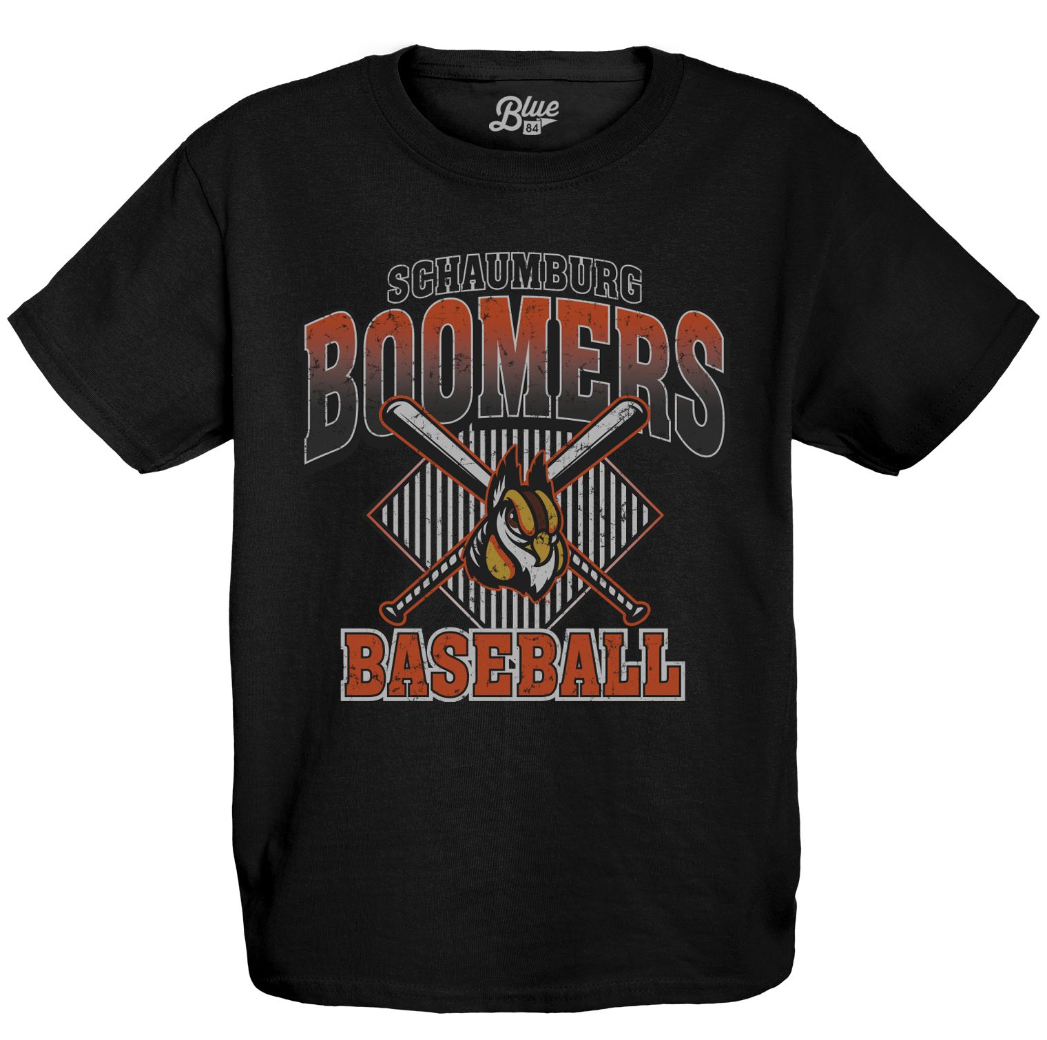 Tigers ユニフォーム R.BASS 44 Blue 84 Youth Schaumburg Boomers Black Frontier League T-Shirt