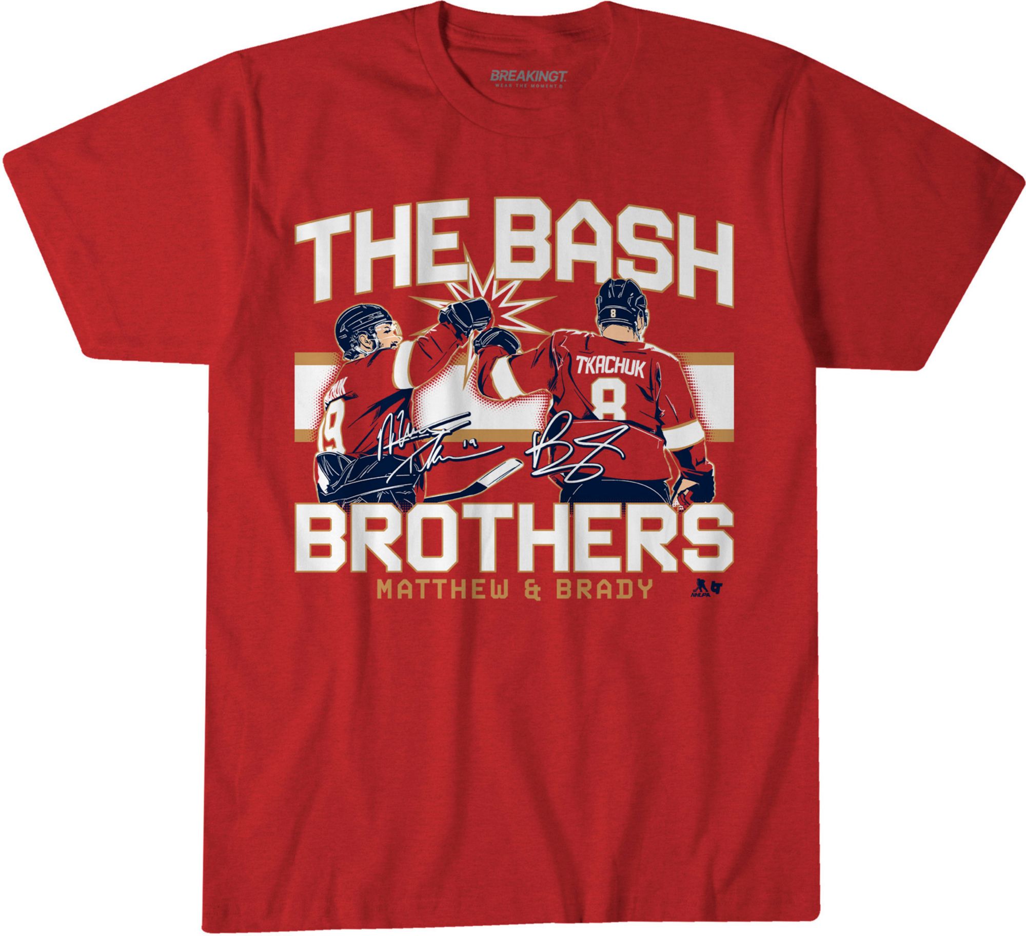 BreakingT Adult Florida Brady Tkachuk Red 'Bash Bros' T-Shirt