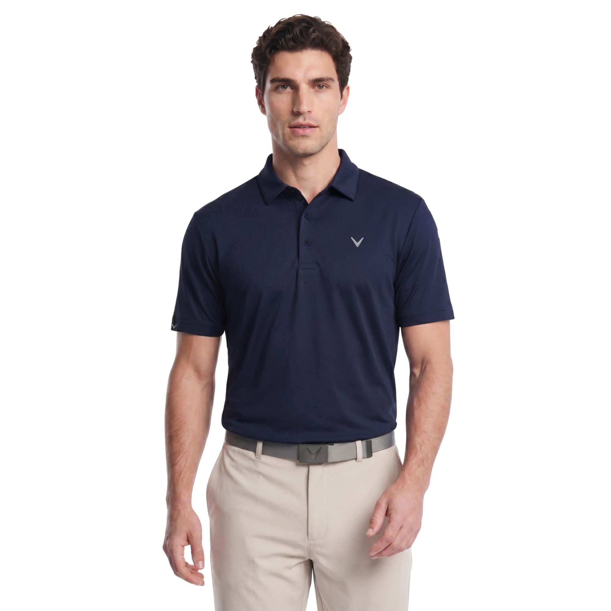Callaway Men's Textured Swing Tech Solid Short Sleeve Golf Polo