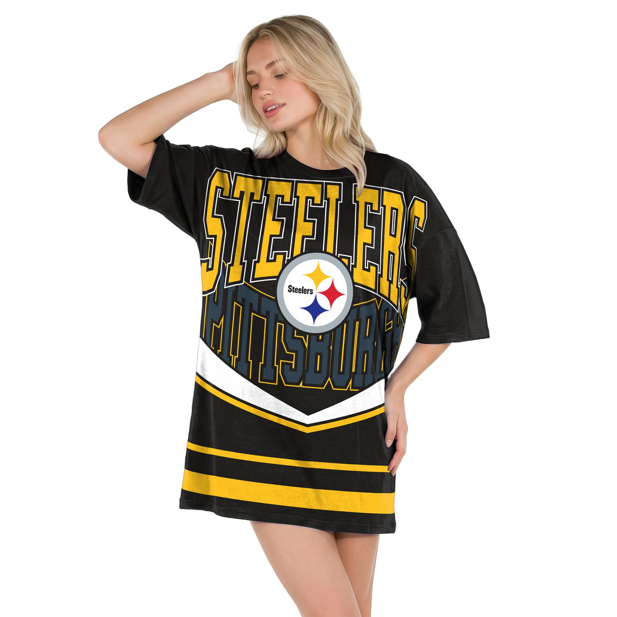 Concepts Sport Women's Pittsburgh Steelers Black Mosaic T-Shirt