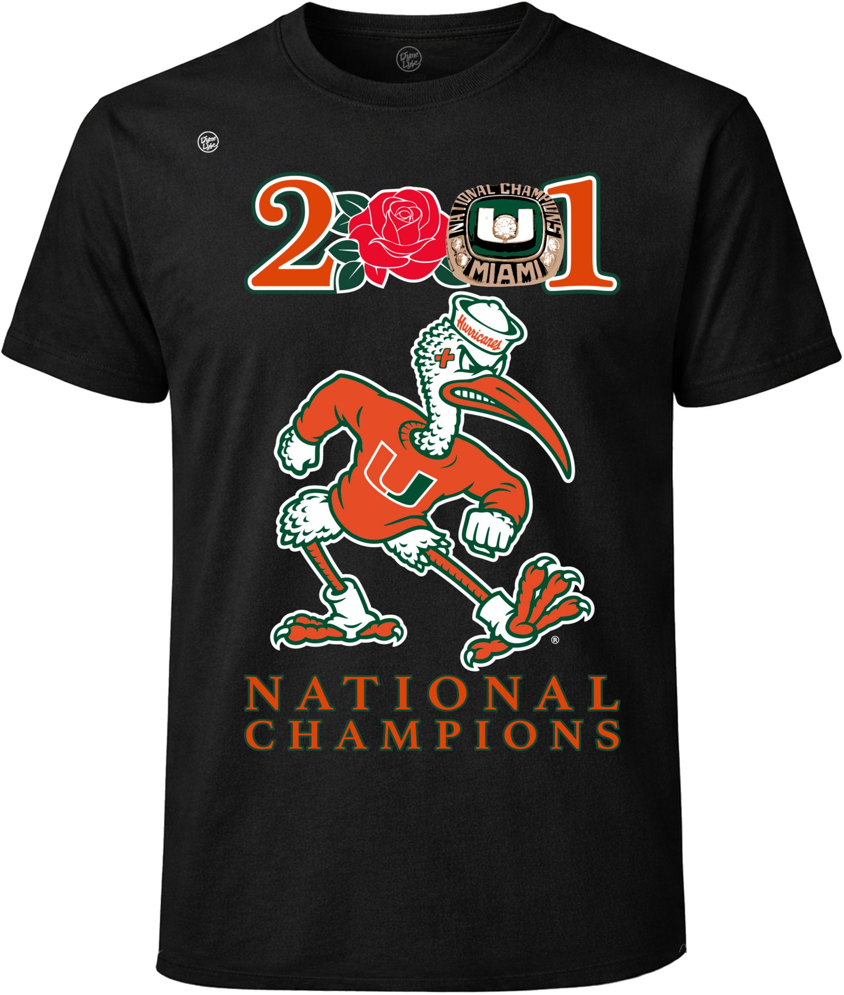 希少！AMEFURASSHI アメフラッシ ユニフォーム Tシャツ Big Dyme Lyfe Men's Miami Hurricanes 2001 National Champs T-Shirt