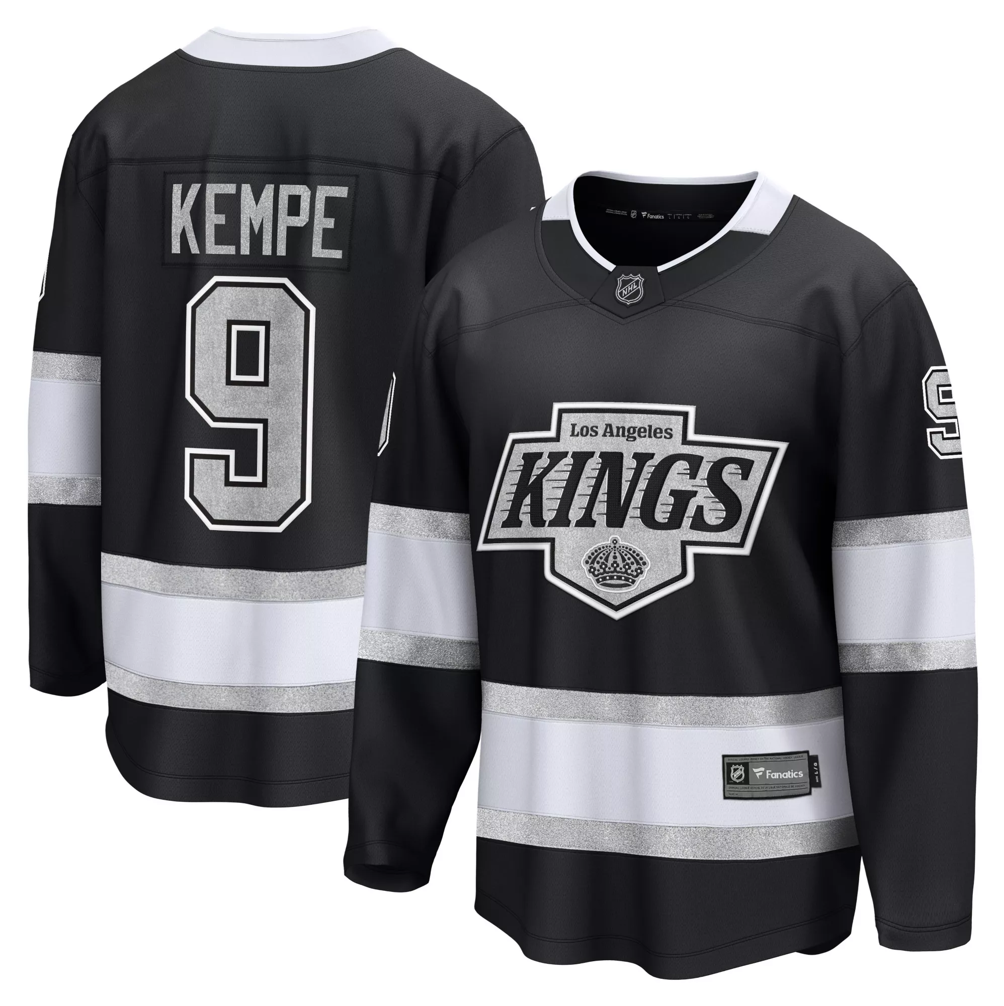 NHL Men's Los Angeles Kings Adrian Kempe #9 Black Home Breakaway Replica Jersey