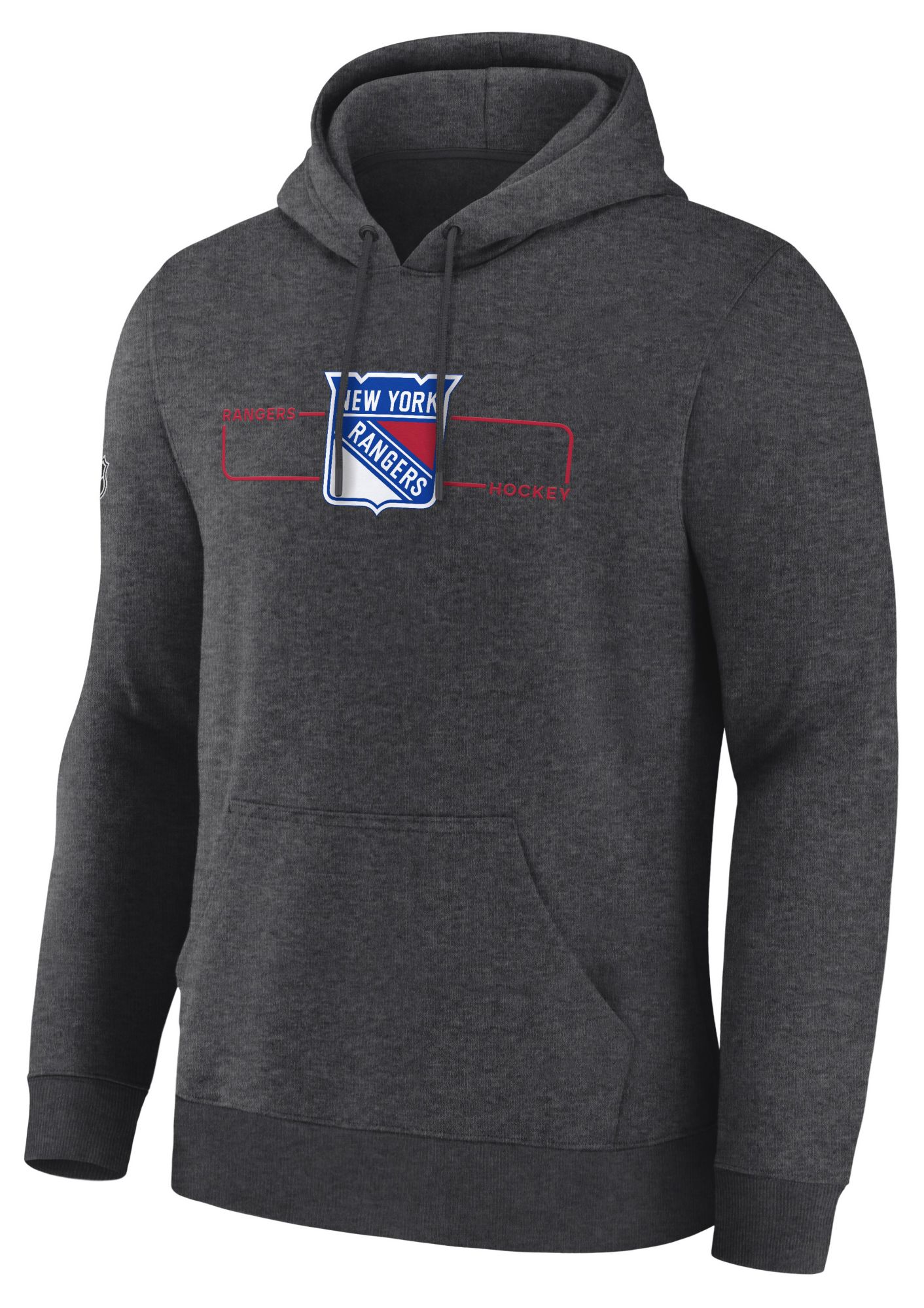 NHL Men's New York Rangers Charcoal Heather Rink Primary Fleece