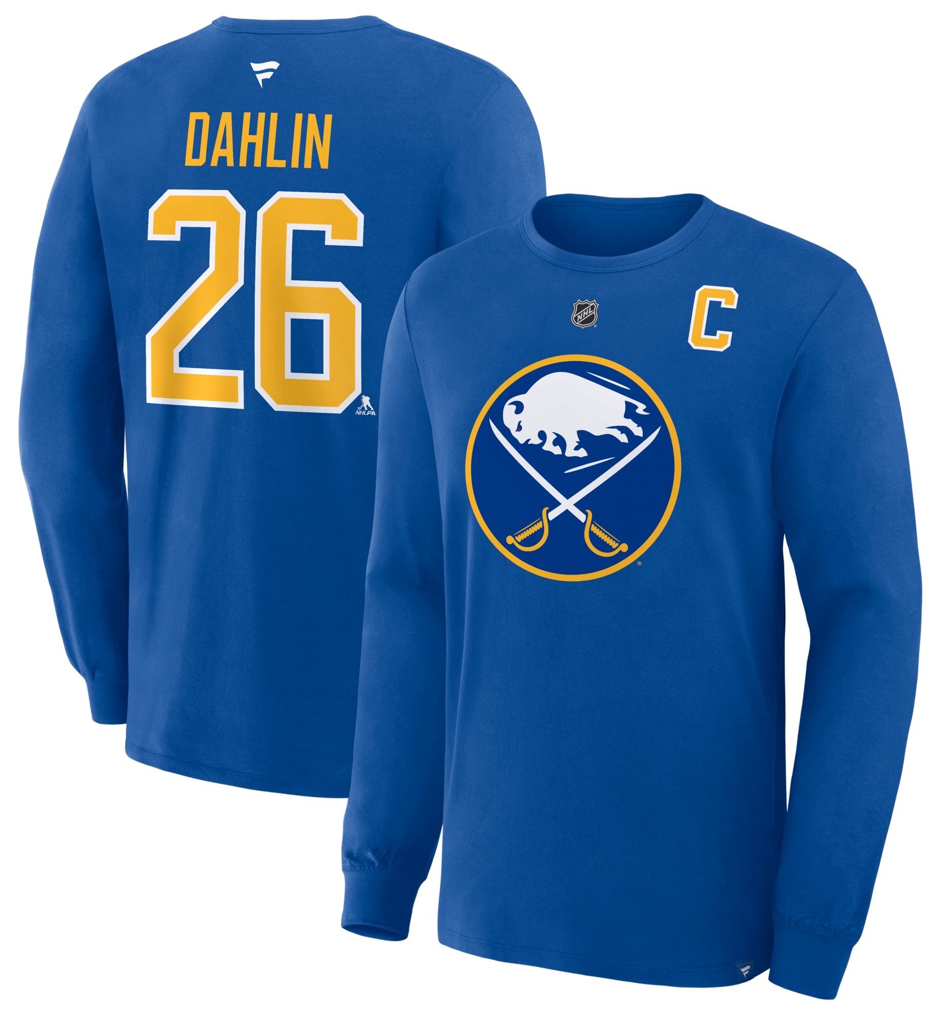 NHL Men's Buffalo Sabres Deep Royal Rasmus Dahlin #23 Long Sleeve