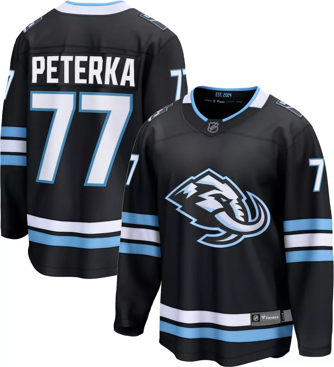 NHL Men's Utah Mammoth Black JJ Peterka #77 Home Breakaway Replica Jersey