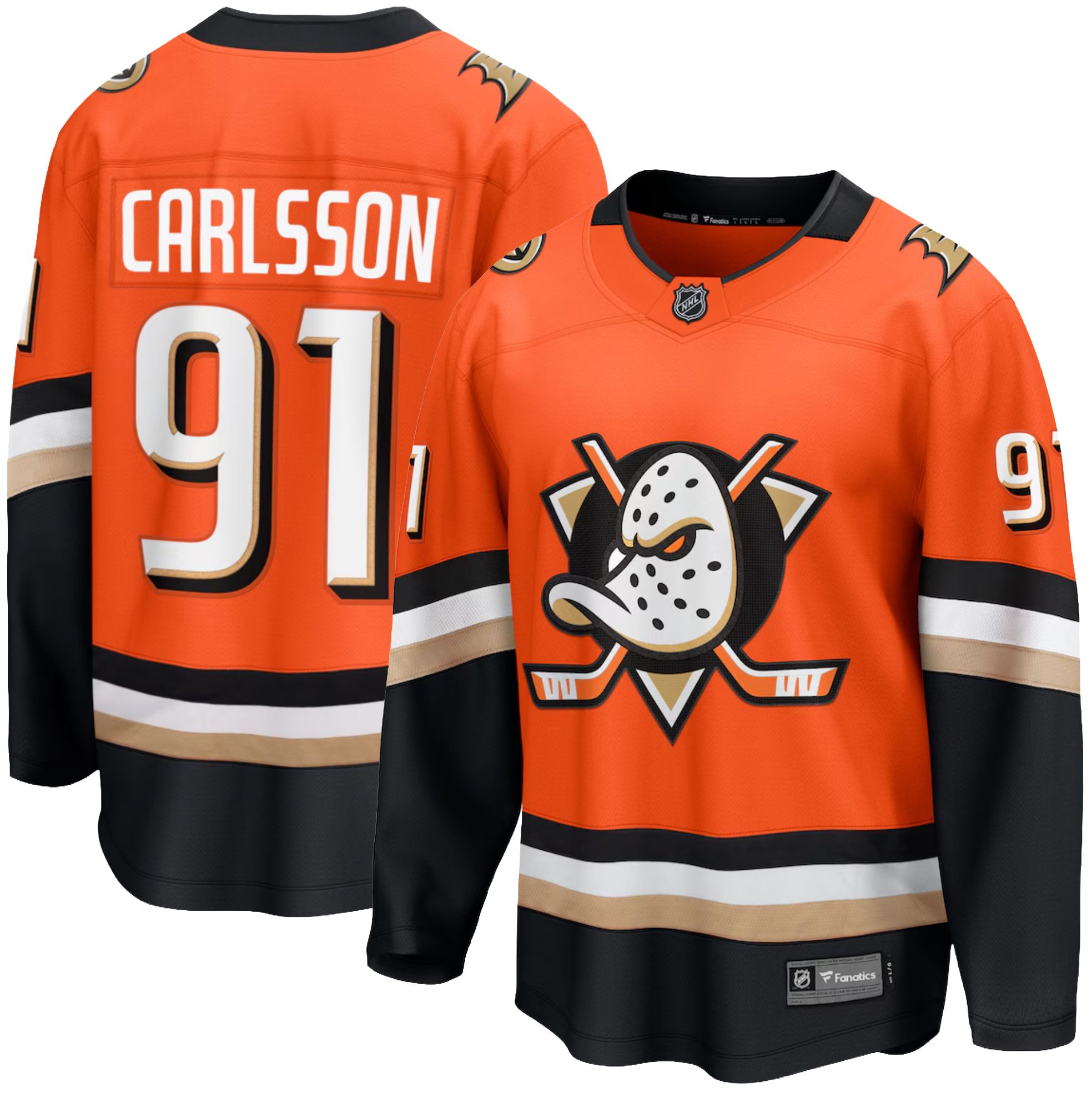 レオ　デュークス Fanatics Men's Anaheim Ducks Leo Carlsson #91 Orange Home Replica