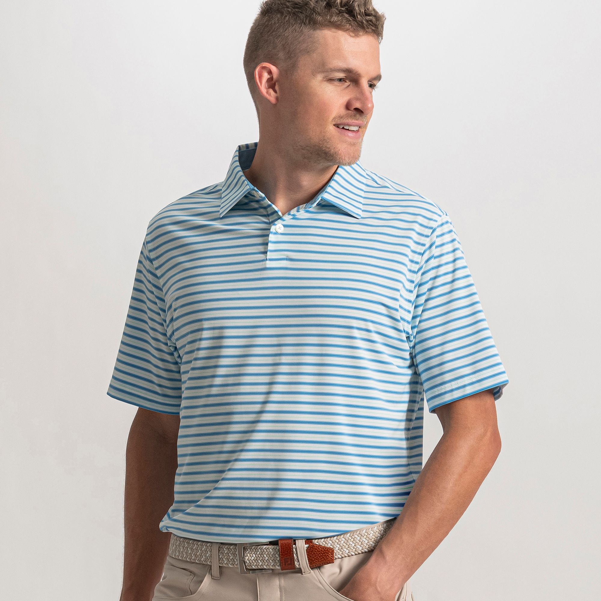 FootJoy Men's Pinstripe Pop Stripe Lise Golf Polo | Golf Galaxy