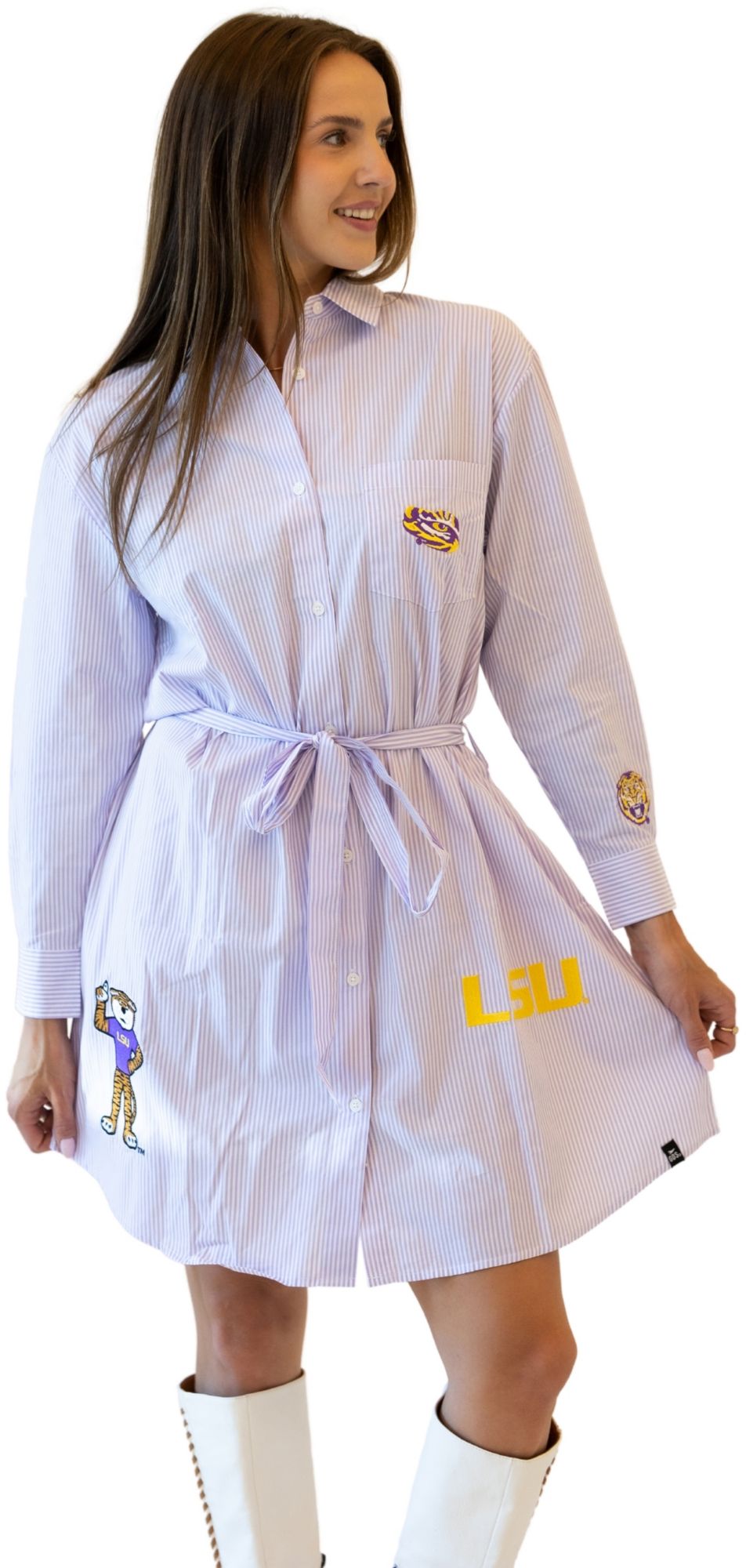 cute lsu dresses Game Day Social Women's Tigers Lavender Striped Dress adding a touch of Kids Size:4T burgundy formal dress Lsu football game Arshiner Girl' Long Dress