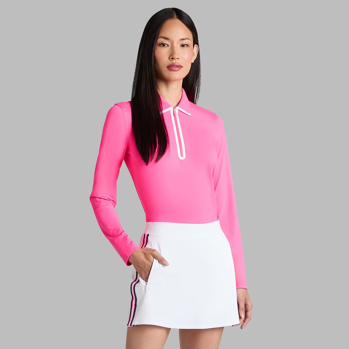G/FORE Women's Silky Tech Nylon Long Sleeve ¼ Zip Golf Polo | Golf