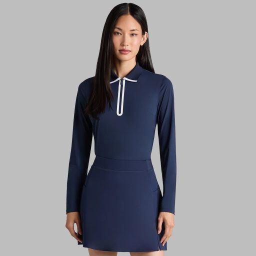 G/FORE レディース ゴルフワンピース ネイビー G/FORE Women's Silky Tech Nylon Long Sleeve ¼ Zip Golf Polo | Golf
