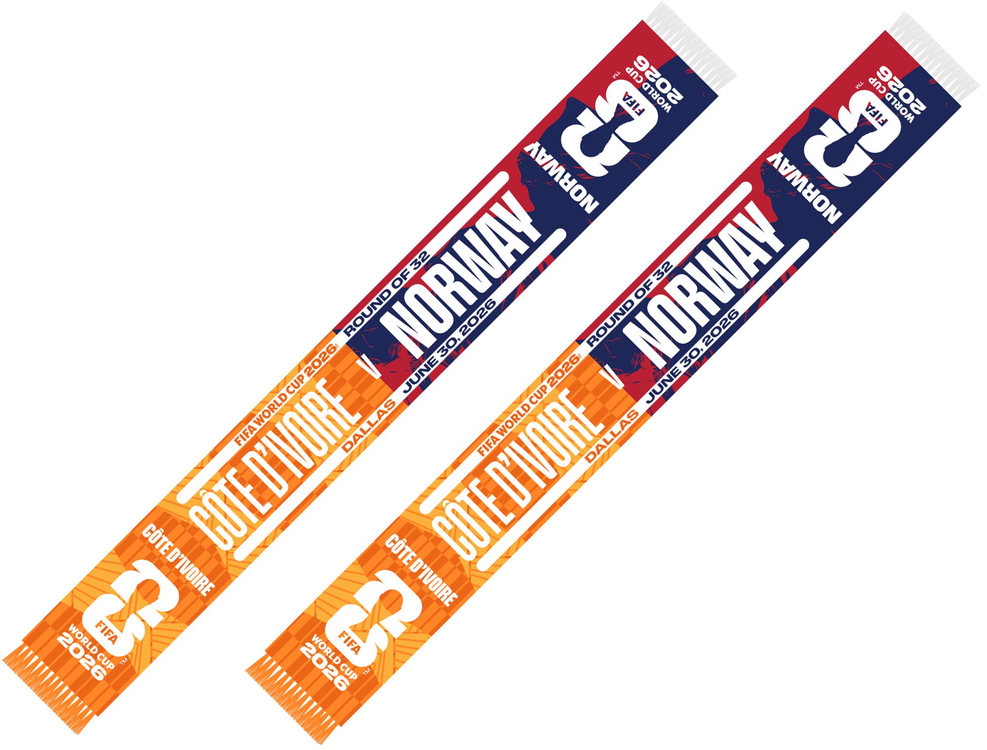 Global Scarves Ivory Coast VS Norway 2026 FIFA World Cup Matchup