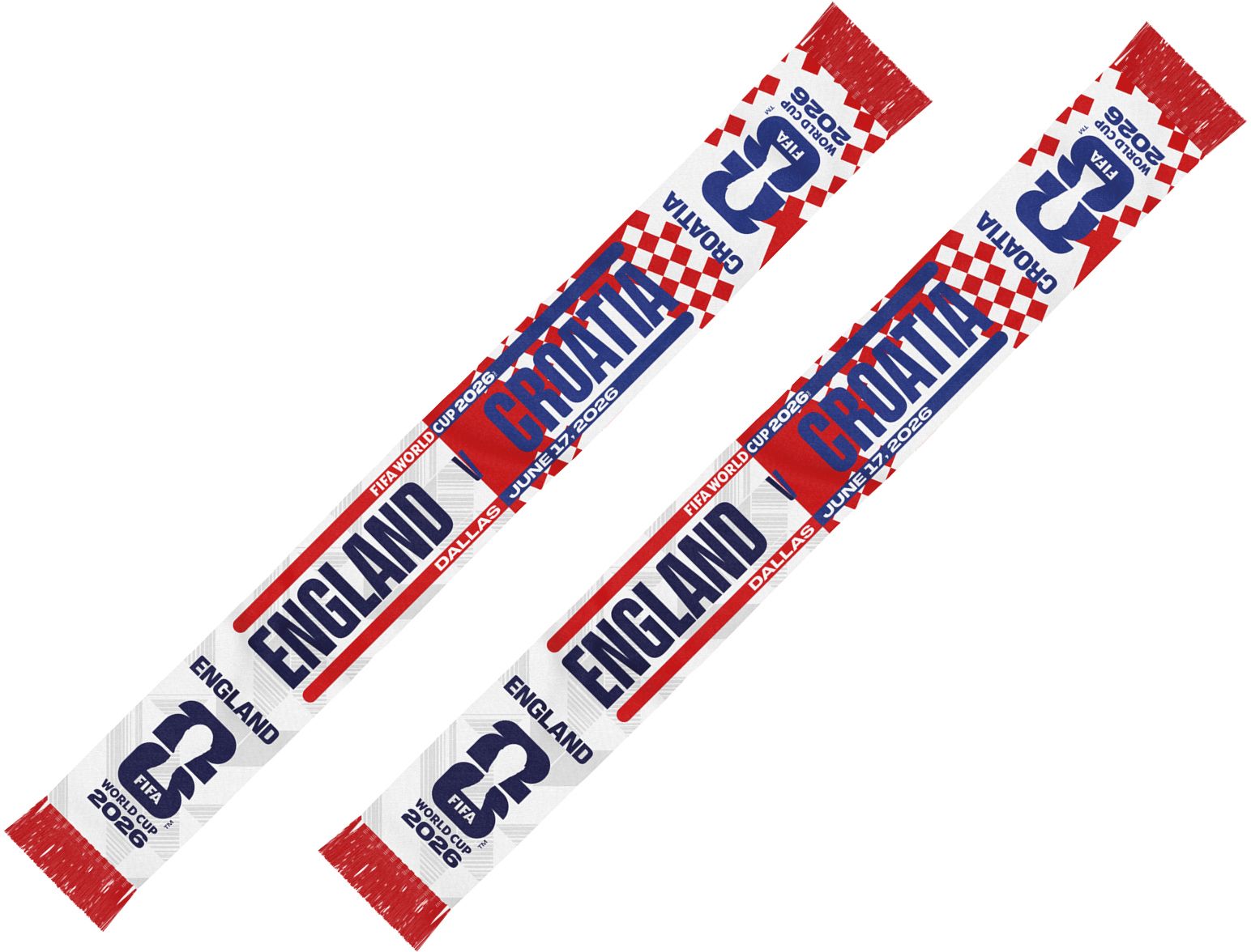 FIFA World Cup 2026 タオルマフラー イングランドクロアチア Global Scarves England vs Croatia 2026 World Cup Matchup Scarf