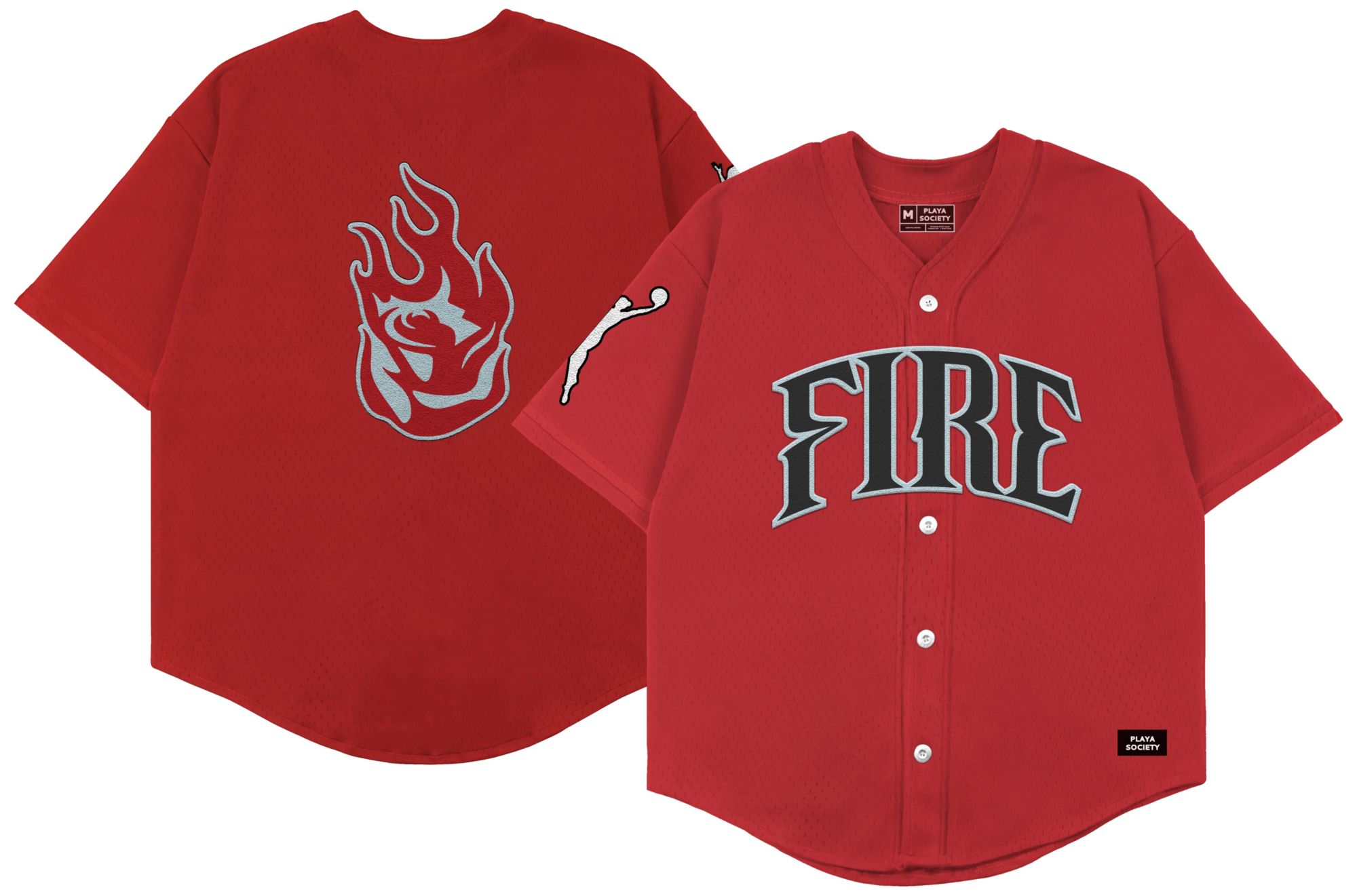 PLAYA SOCIETY Men's Portland Fire Red Wordmark Baseball Jersey