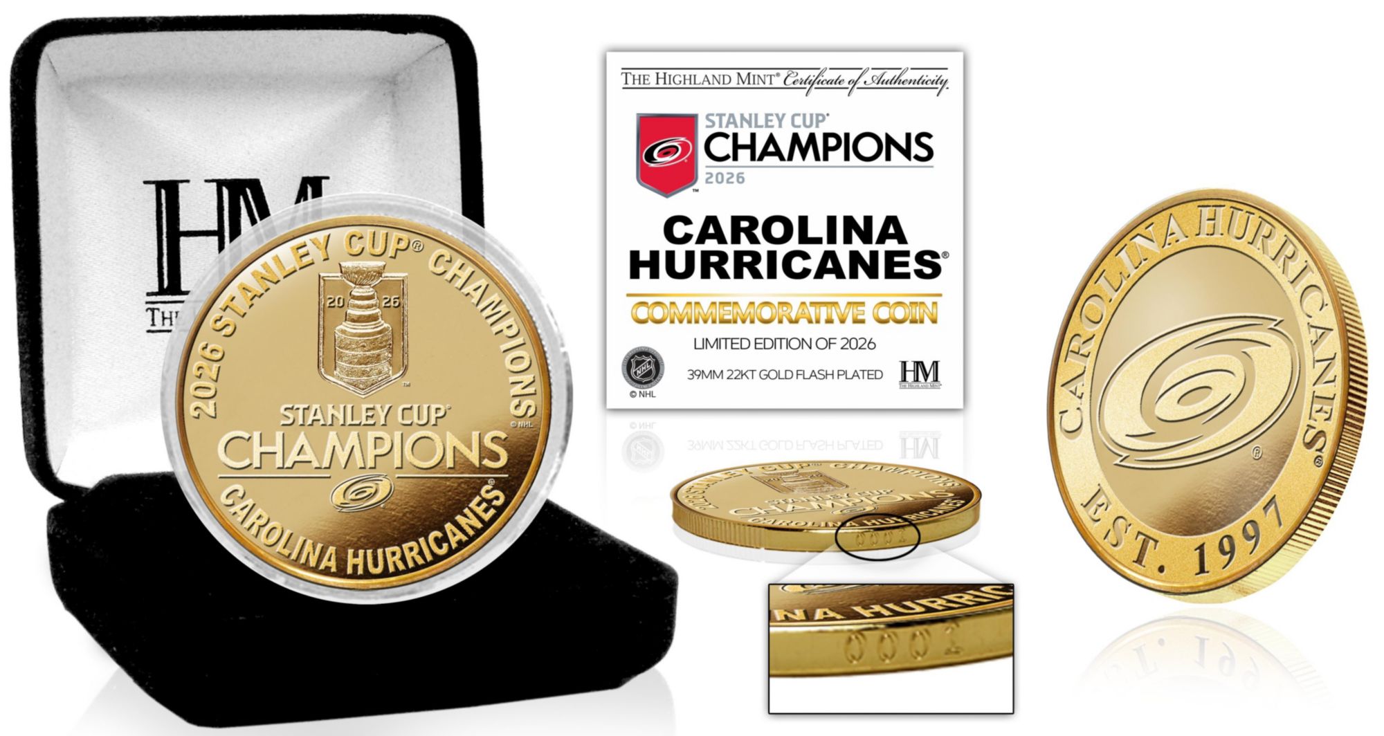 Highland Mint Carolina Hurricanes 2026 Stanley Cup Champions Gold