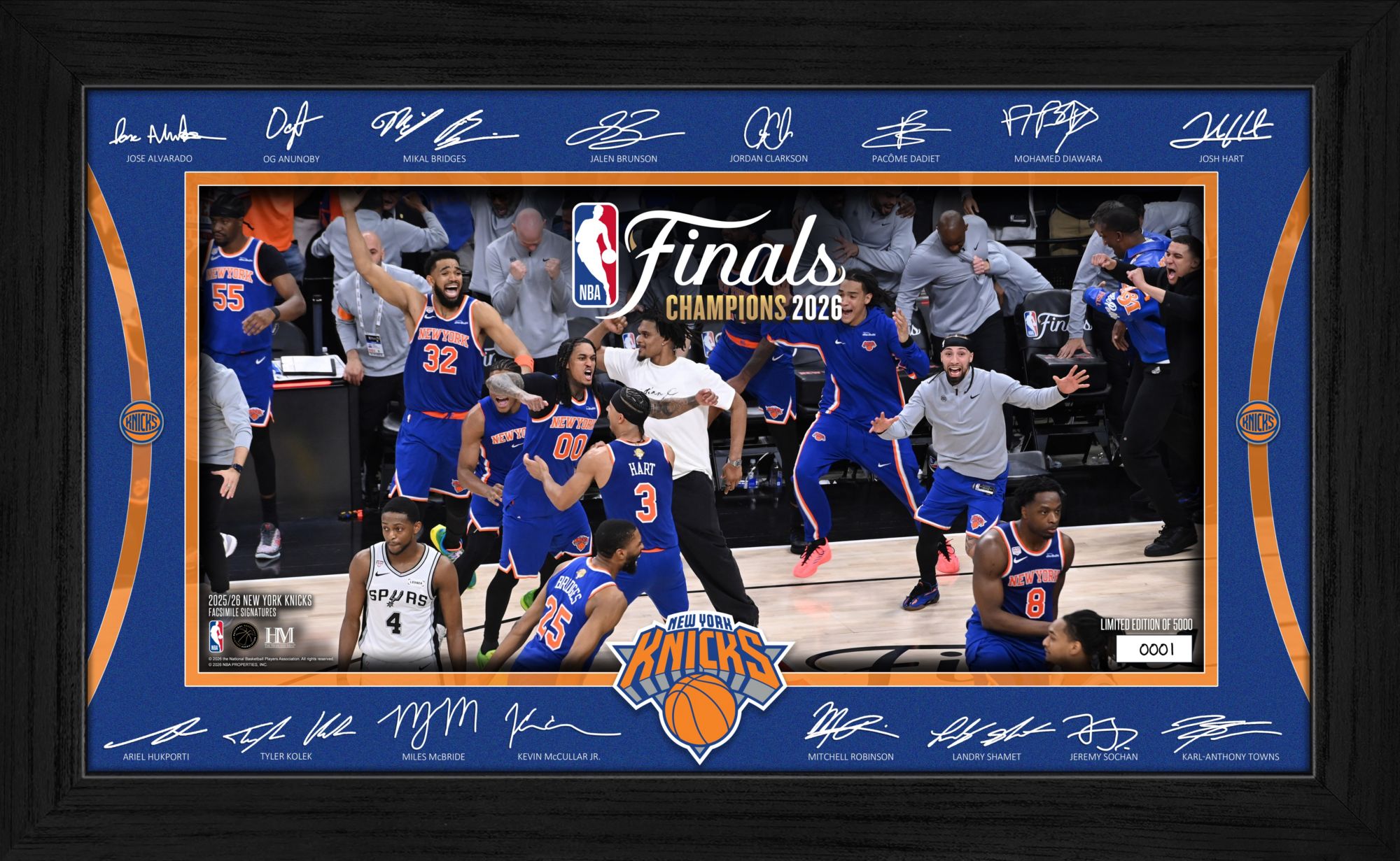 Highland Mint 2026 NBA Champions New York Knicks Signature Frame