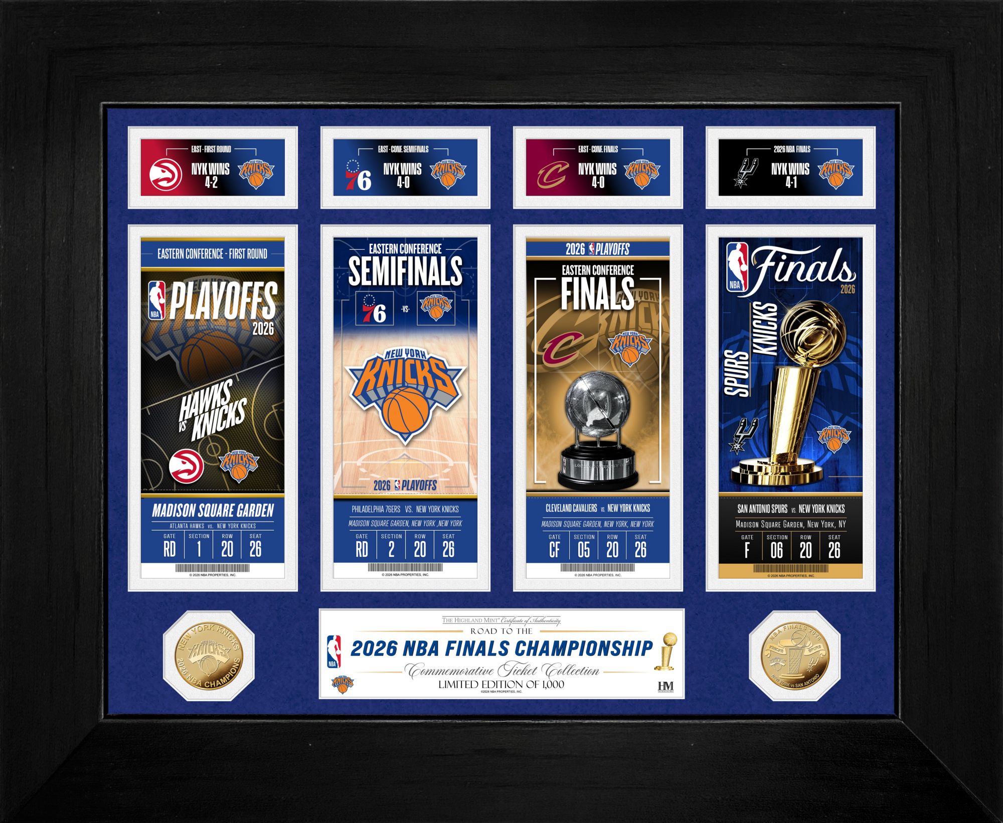 Highland Mint 2026 NBA Champions New York Knicks Deluxe Gold Coin